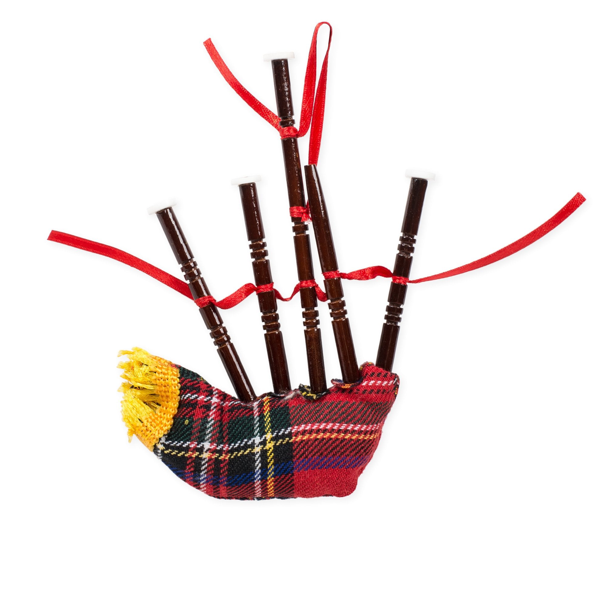 Broadway Gift Royal Stewart Tartan Plaid 5.1 Inch Wood And Cloth Bagpipes Ornament   Gift For Bagpipe Players