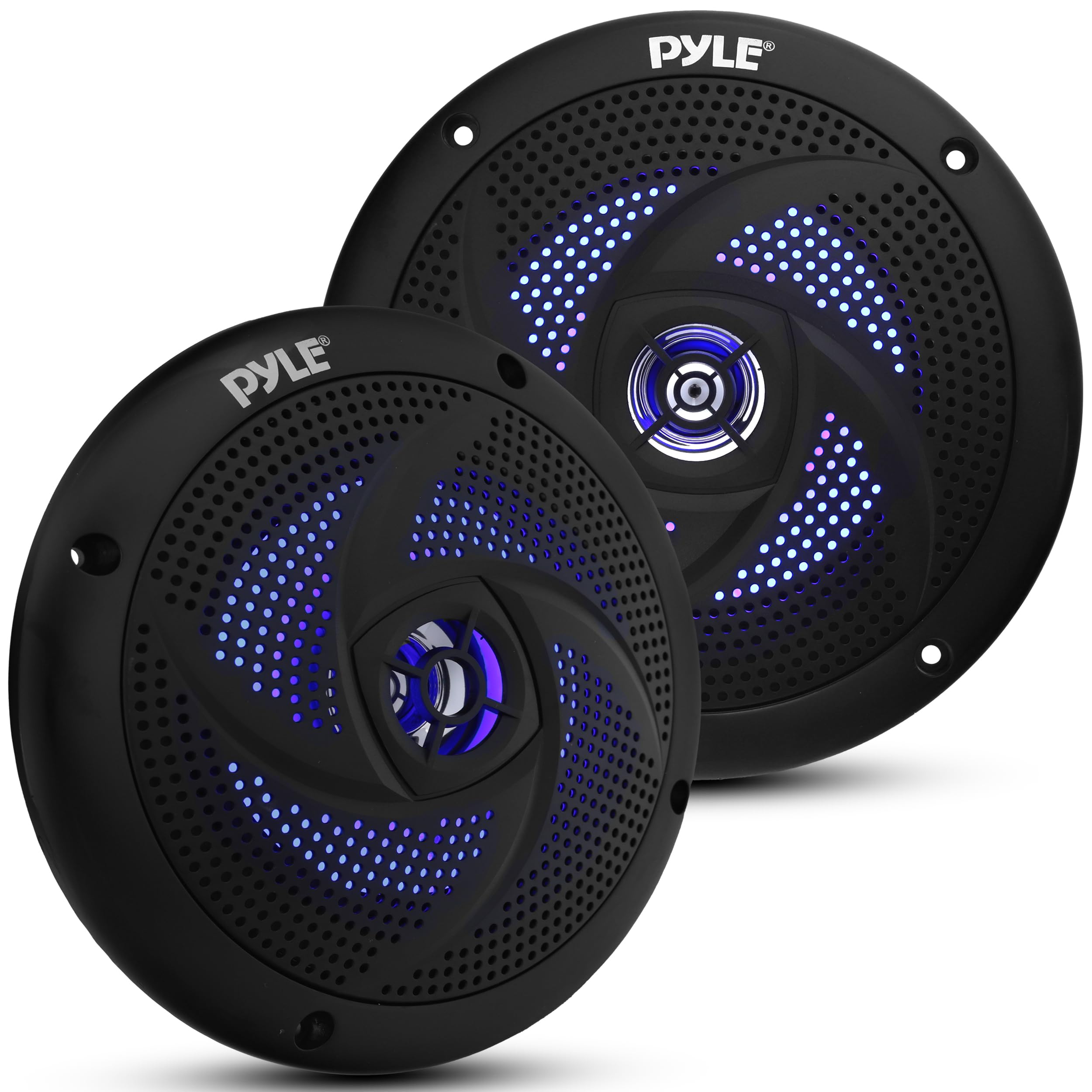 Pyle Marine Speakers - 5.25 Inch 2 Way Waterproof and Weather Resistant Outdoor Audio Stereo Sound System with LED Lights, 180 W