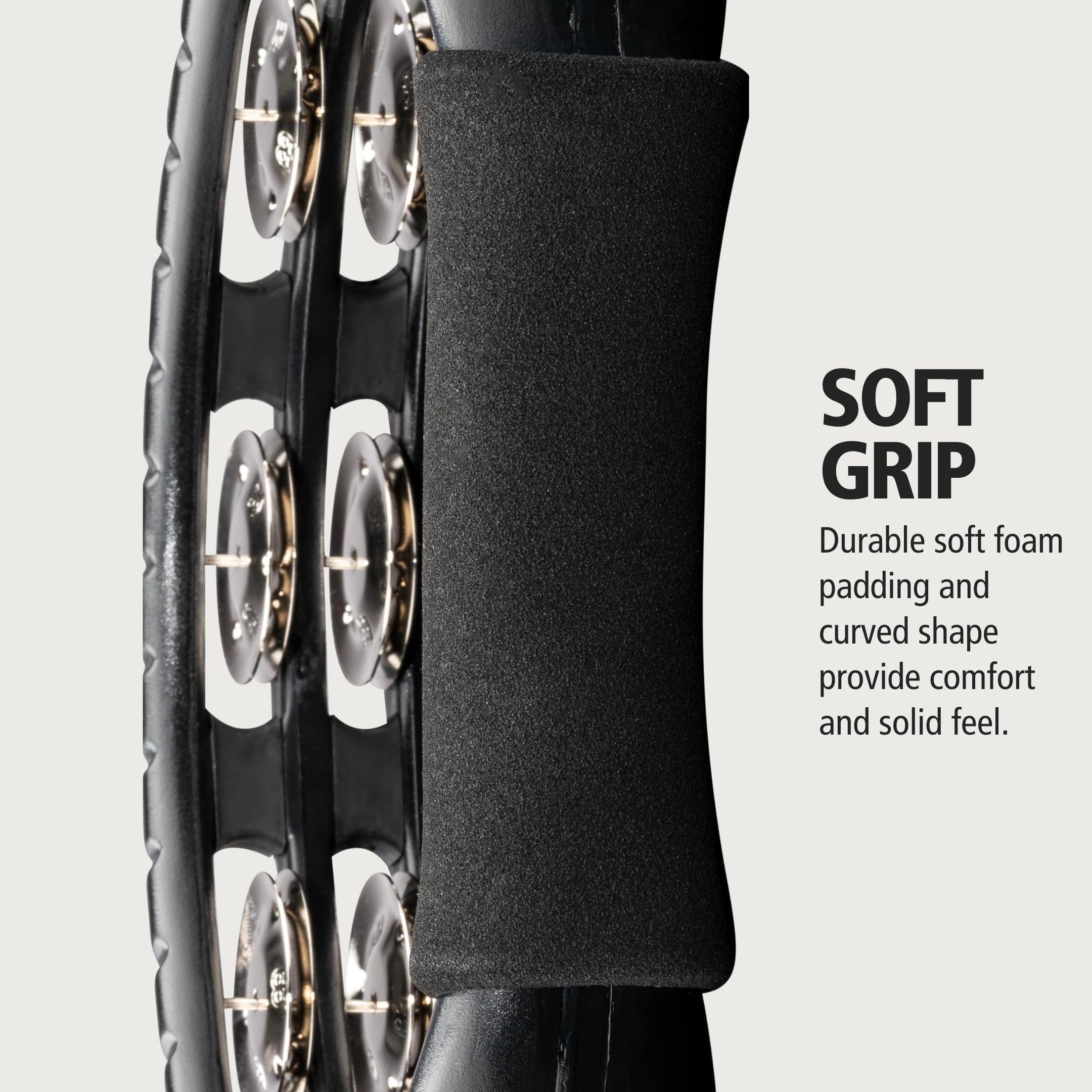 Meinl Percussion Traditional Handheld Tambourine Musical Instrument For Recording Or Live � Not Made In China � Double Row Jingles, 2 Year Warranty (Tmt1 Bk)