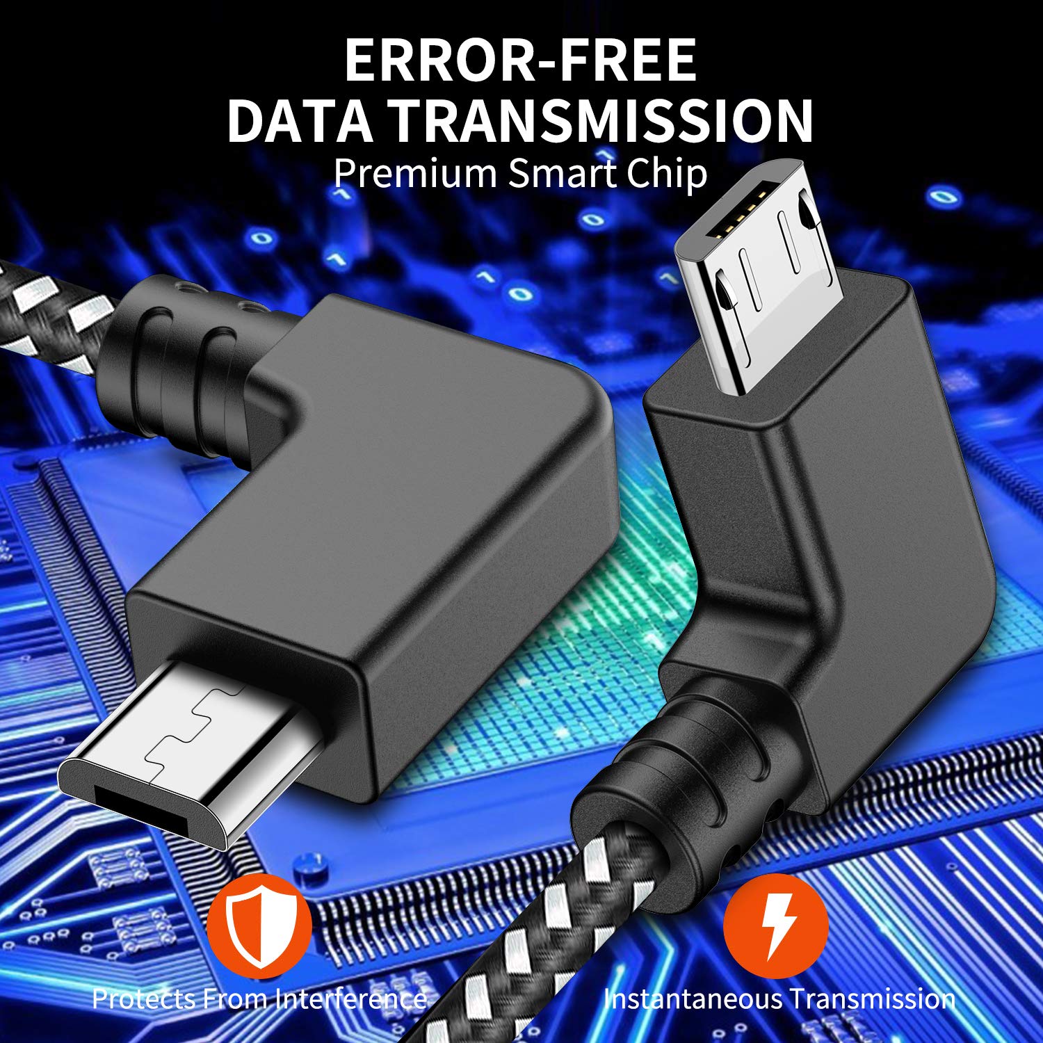 1Ft 90 Degree Micro Usb To Micro Usb Android Phone Tablet Otg Data Cable Right Angle Connector Wire Cord For Dji Spark, Mavic Pr