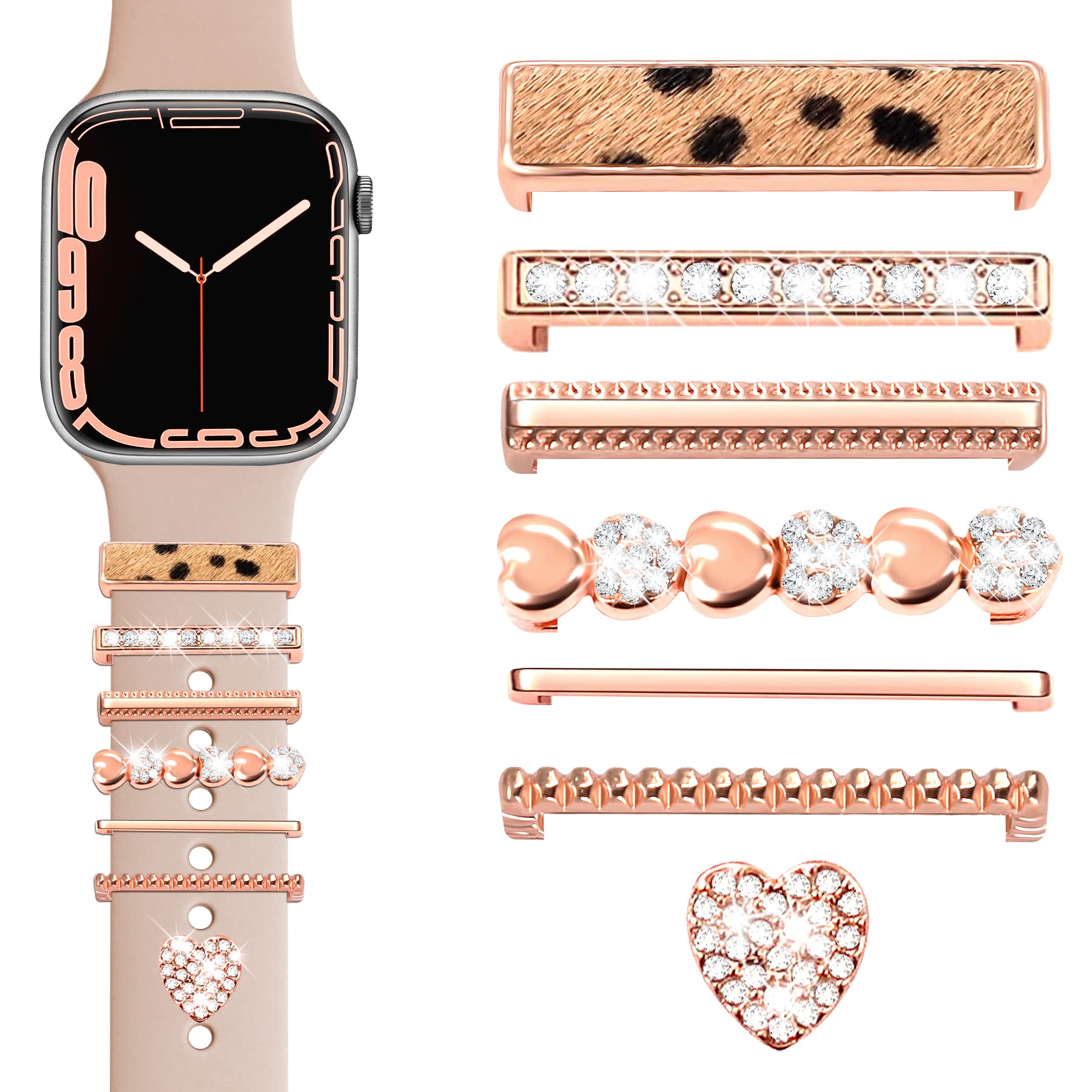 Jr.Dm Watch Band Charms With Decorative Bling Rings Loops, Compatible With Apple Watch 40Mm 38Mm 41Mm 42Mm 44Mm 45Mm Smart Watch