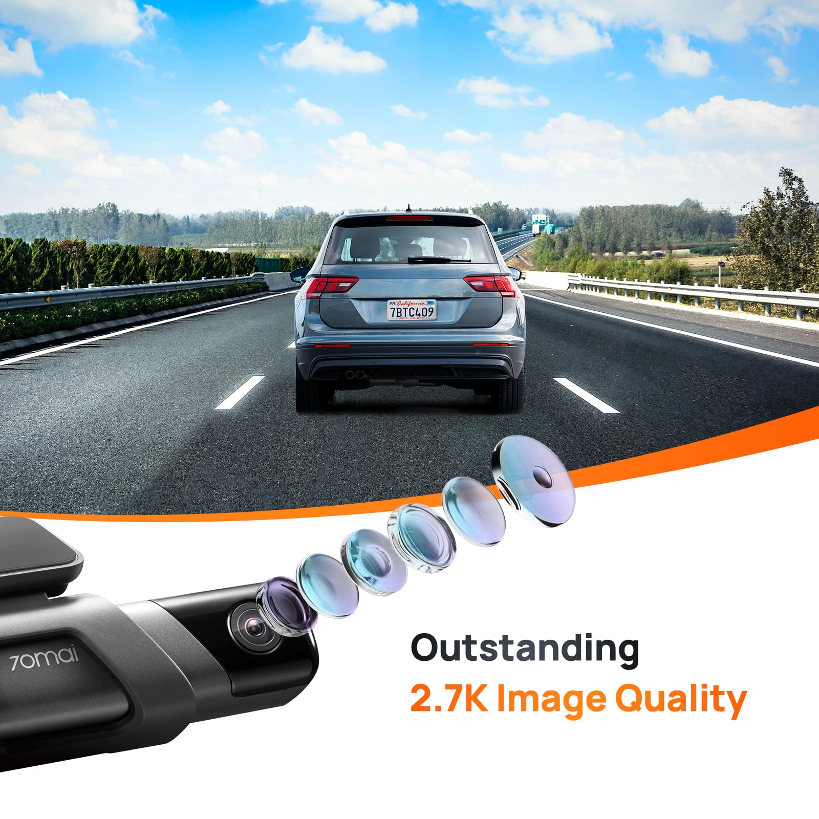 70Mai True 2.7K 1944P Dash Cam M500, Emmc Built In 128Gb Storage, Powerful Night Vision With Hdr, 170 Fov, 24H Parking Surveilla