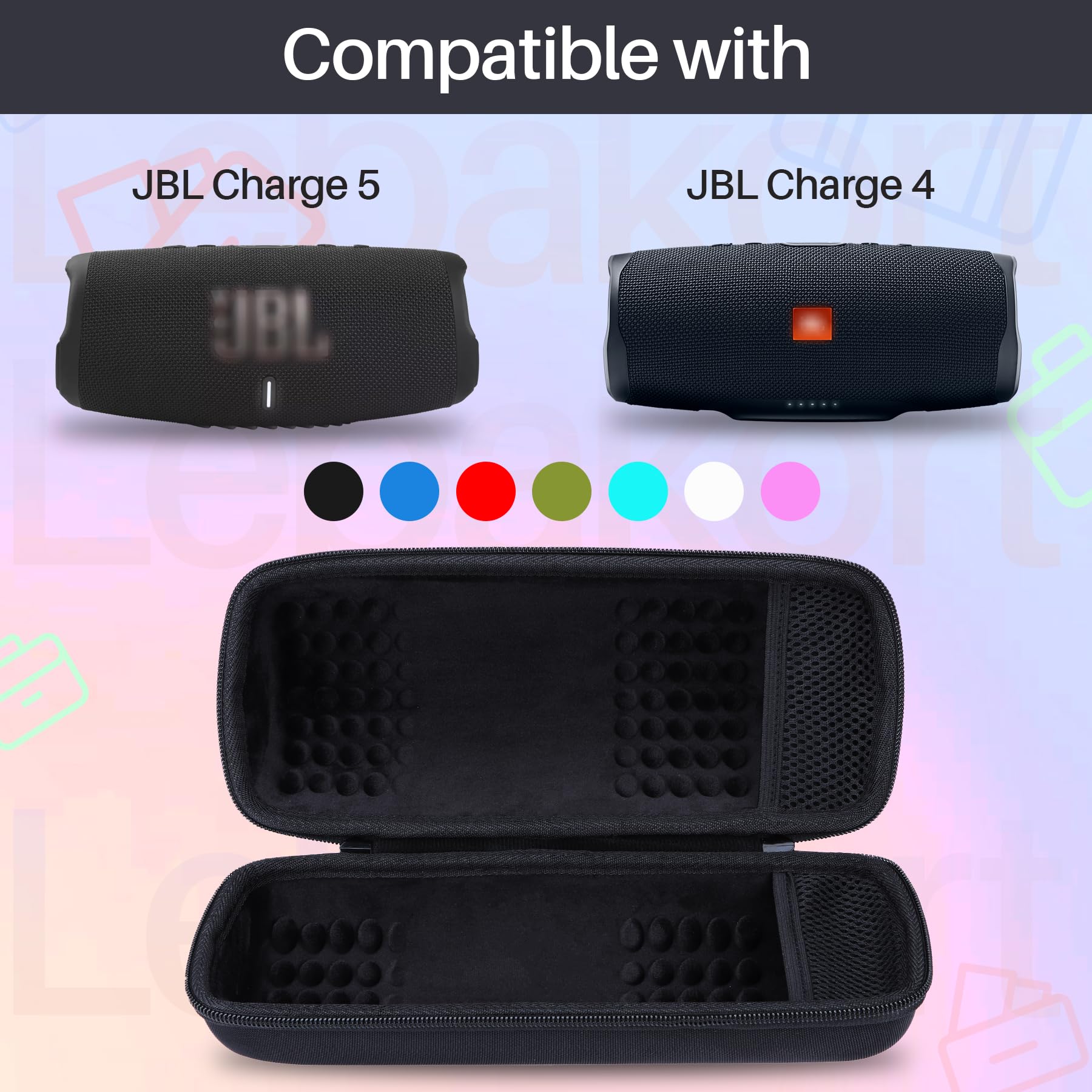 Lebakort Hard Case Compatible With Jbl Charge 5 Charge 4 Waterproof Bluetooth Speaker (White Case)