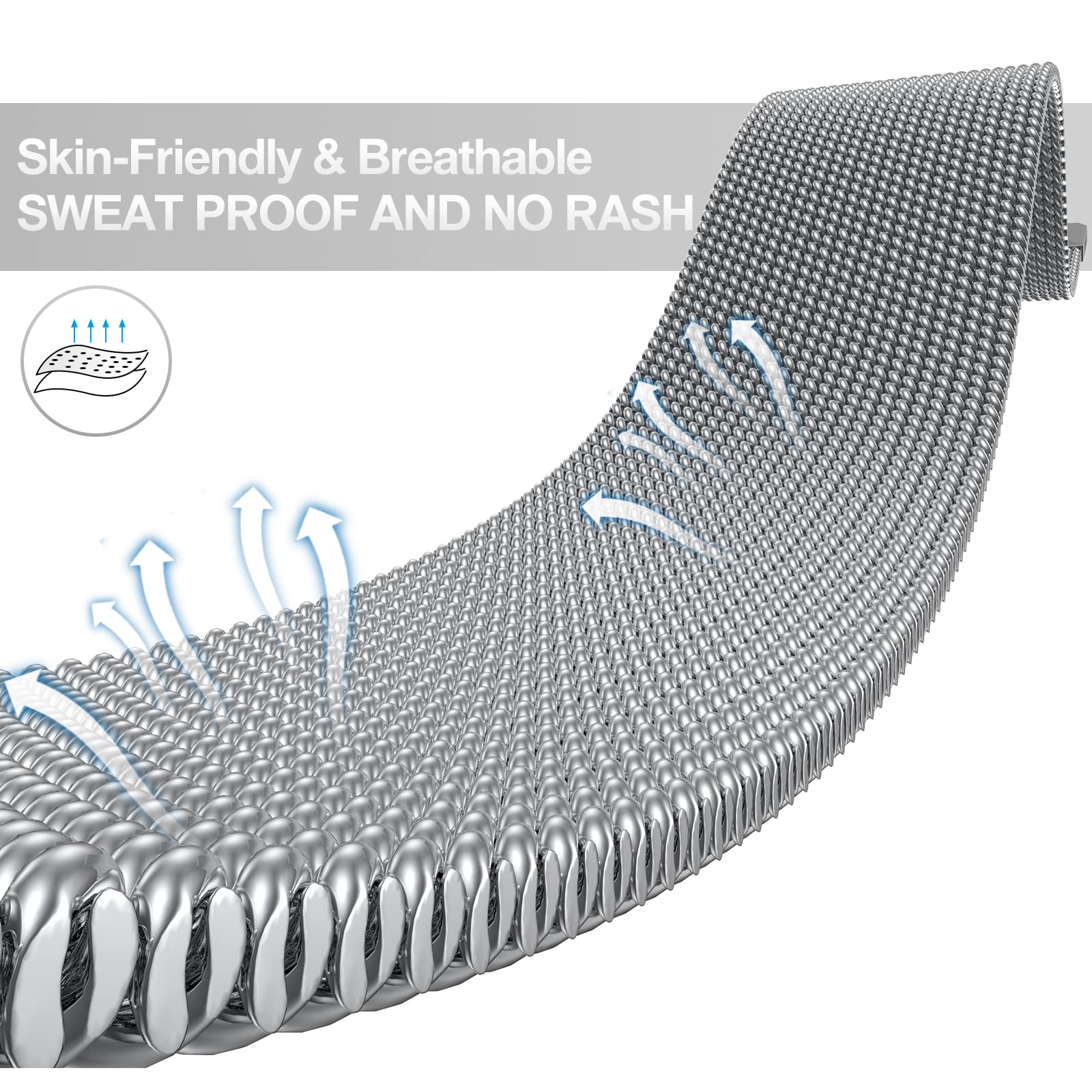 Epuly Compatible With Apple Watch Band 44Mm 45Mm 46Mm(Series 10) 49Mm,Stainless Steel Mesh Loop Magnetic Clasp For Iwatch Ultra