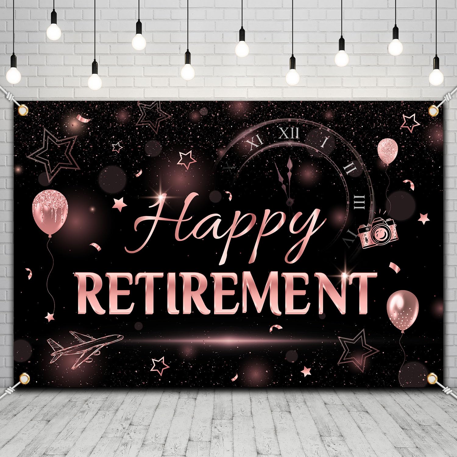 Retirement Decorations,Happy Retirement Backdrop Rose Gold Retirement Party Photo Booth Banner For Woman Retirement Party Suppli