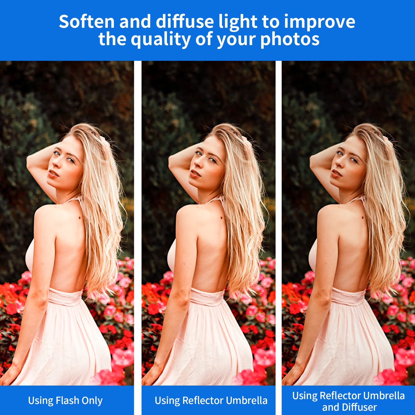 Selens Parabolic Umbrella And Diffuser Photography Lighting, 65 Inch Black Silver Reflective Deep Umbrella For Photo Studio Flas