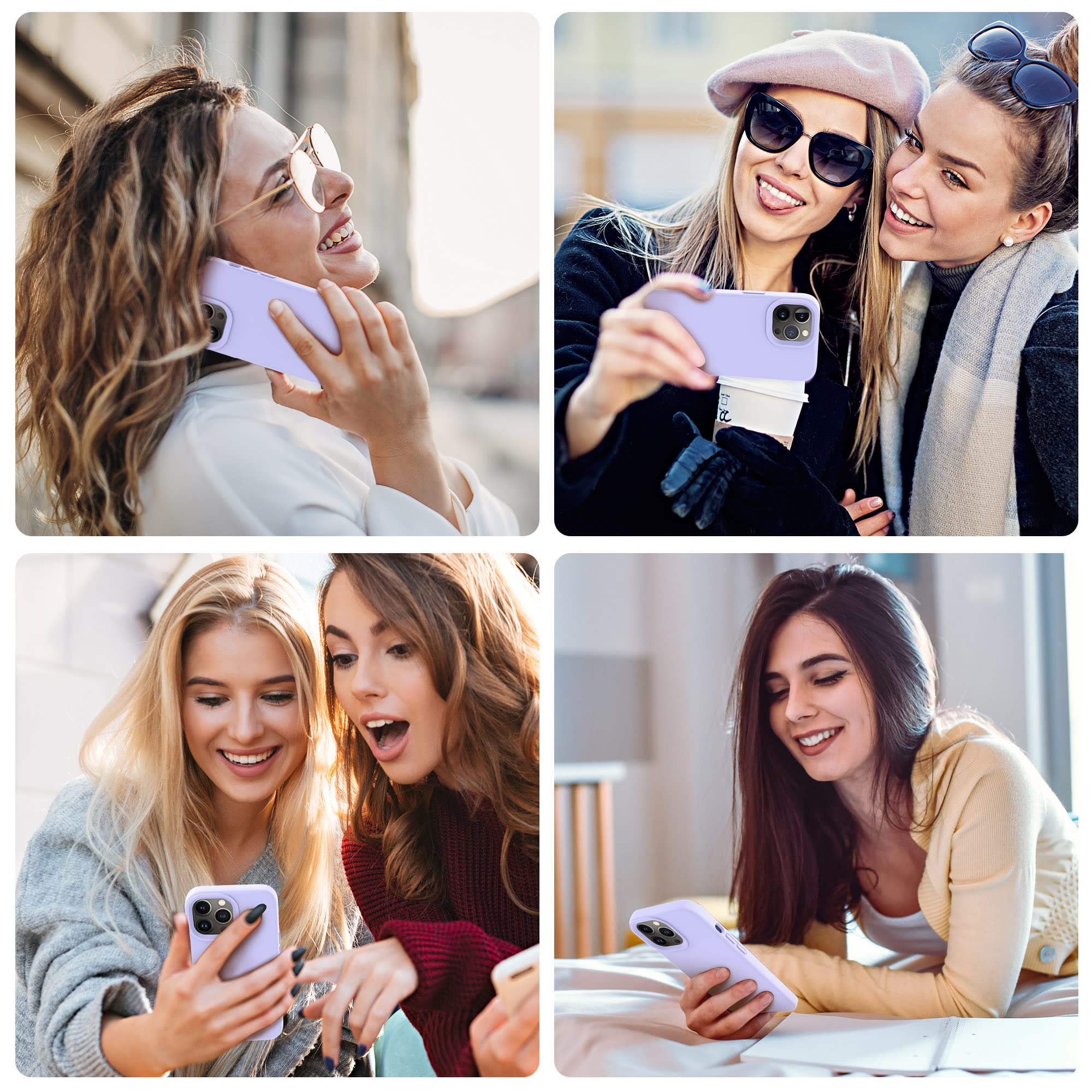 Otofly Designed For Iphone 14 Pro Case, Silicone Shockproof Slim Thin Phone Case For Iphone 14 Pro 6.1 Inch (Light Purple)