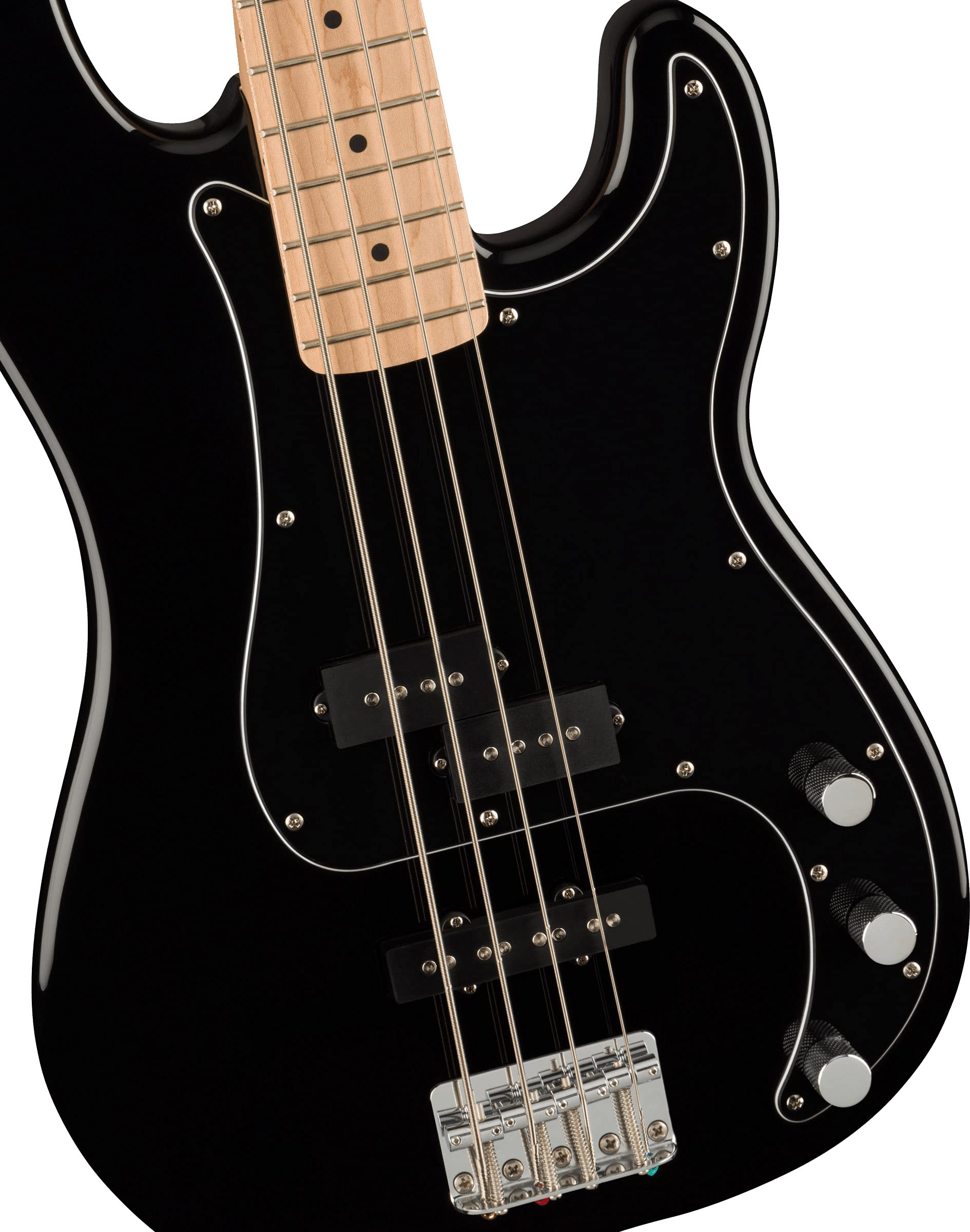 Fender Squier Affinity Precision Bass Pj - Black Bundle With Rumble 15 Amplifier, Instrument Cable, Gig Bag, Tuner, Strap, And A