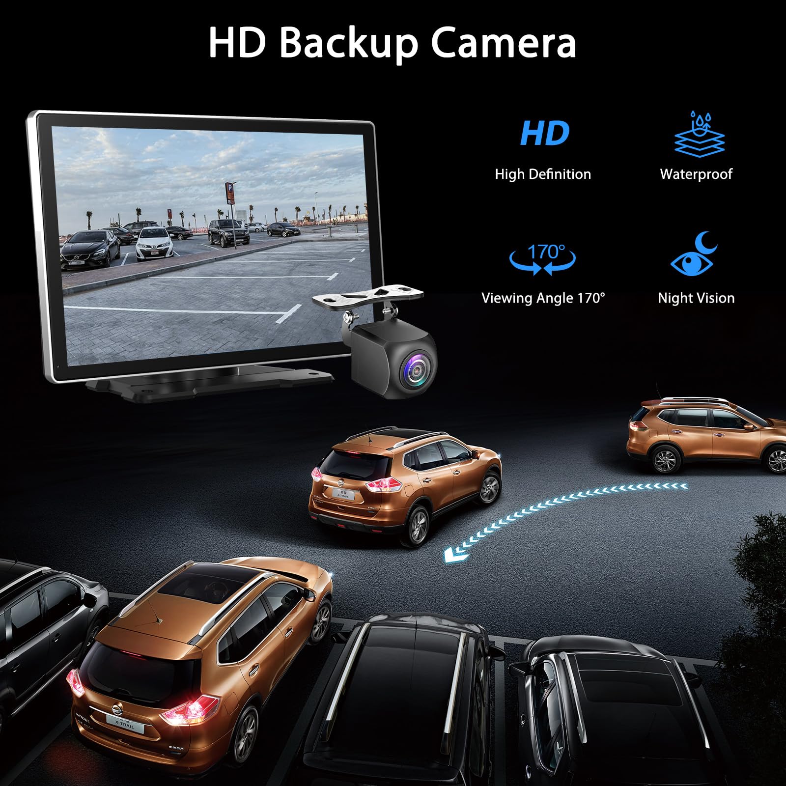 Wireless Carplay Screen For Car   9'' Portable Car Stereo With 1080P Backup Camera, Car Overhead Video Players With A Pple Carpl