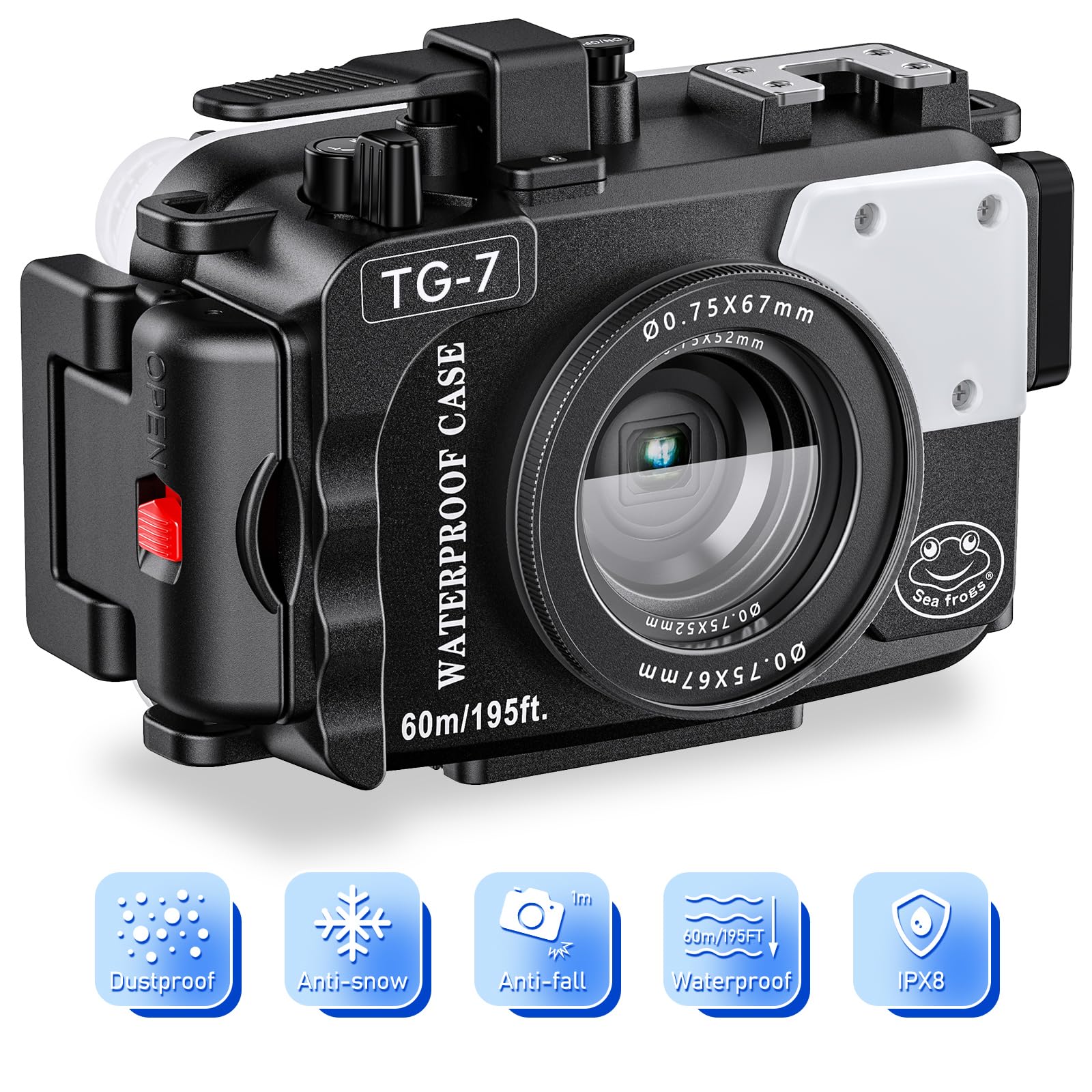 Seafrogs Underwater Camera Housing For Olympus Tg 7, Professional Underwater Accessories 195Ft/60M For Olympus Tough Tg 7 (Tg 7 