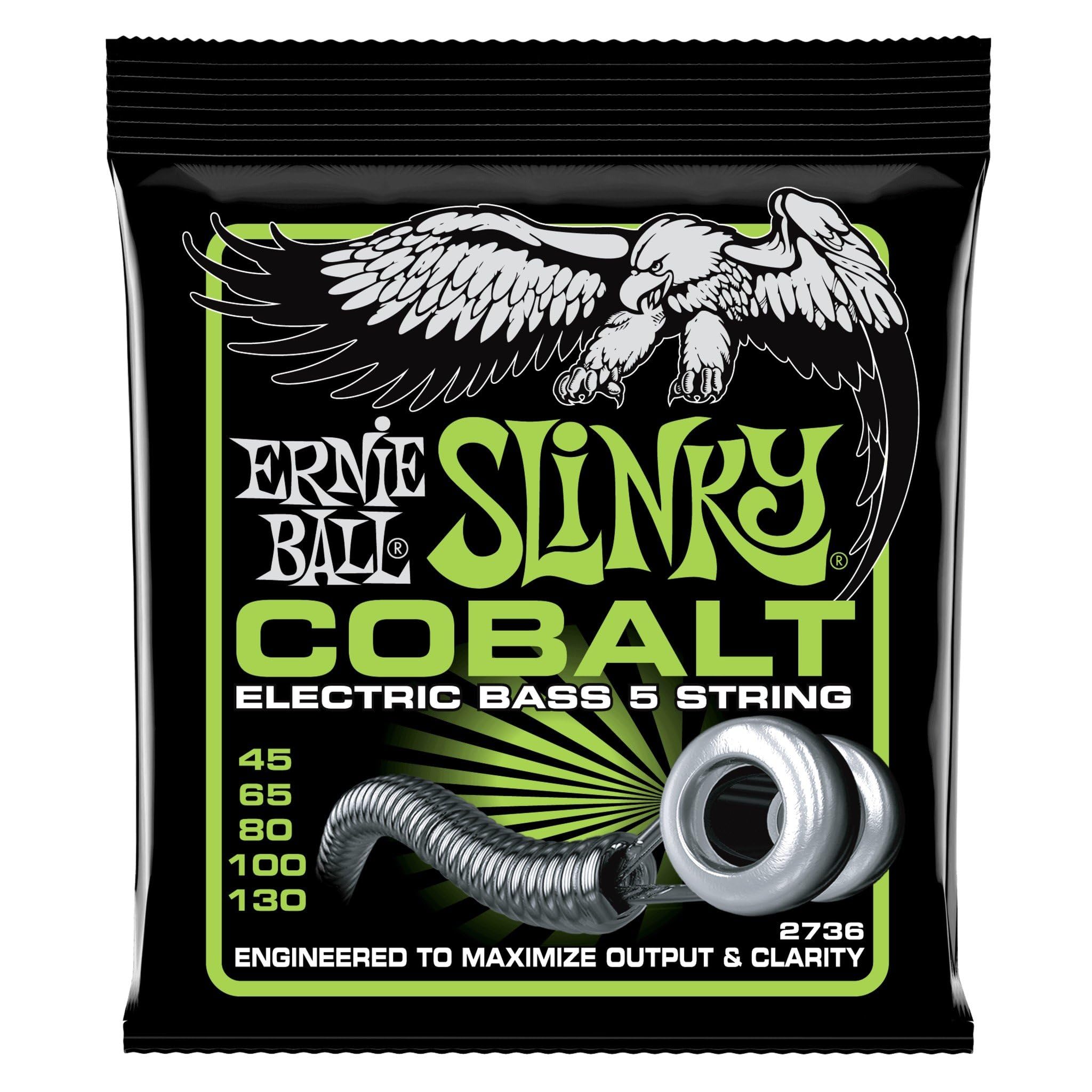 Ernie Ball Cobalt 5-String Regular Slinky Bass Strings, 45-130
