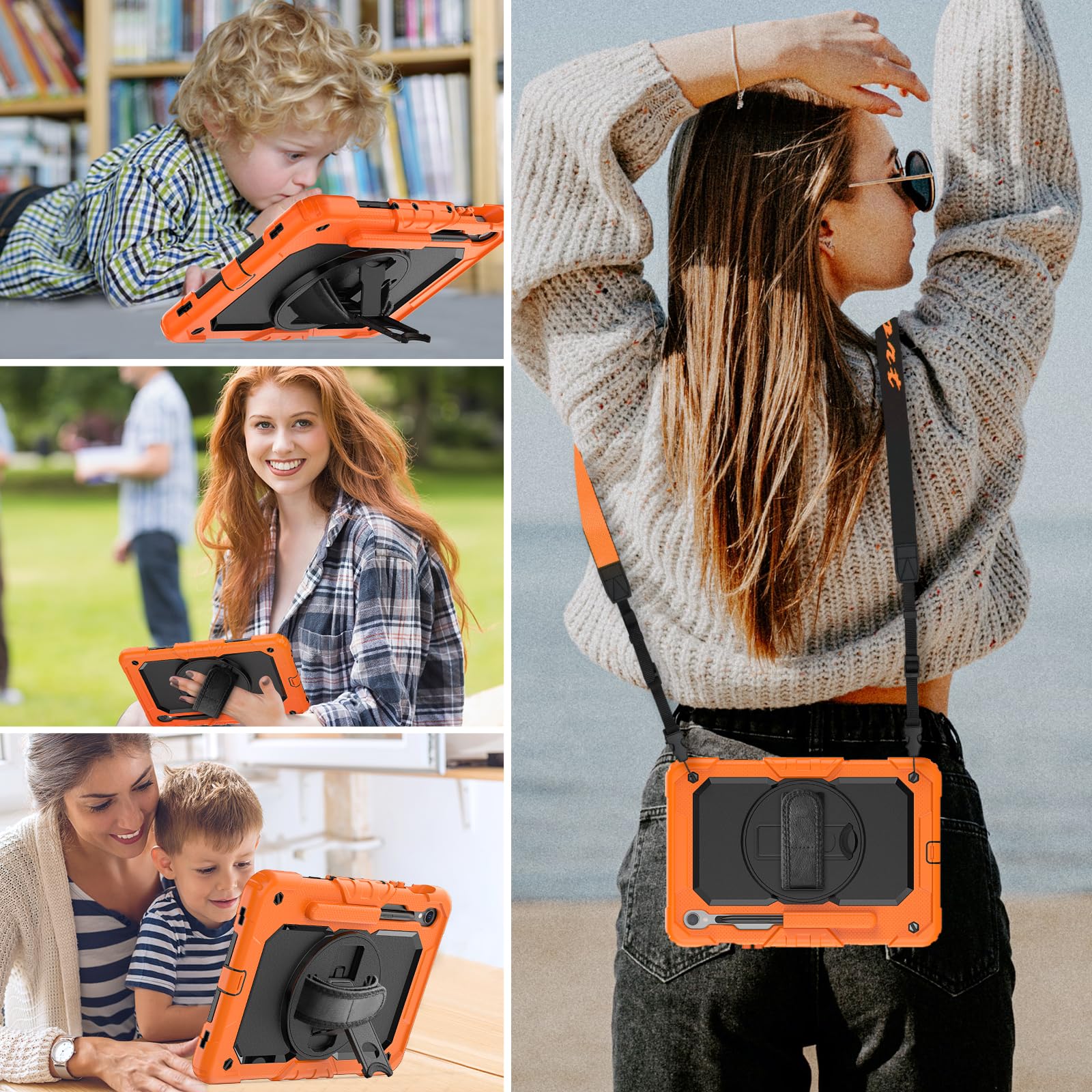 Hxcaseac Protective For Galaxy Tab S9 / S9 Fe 5G Case With Hand Strap/Screen Protector/Pen Holder, Heavy Duty Shockproof Samsung