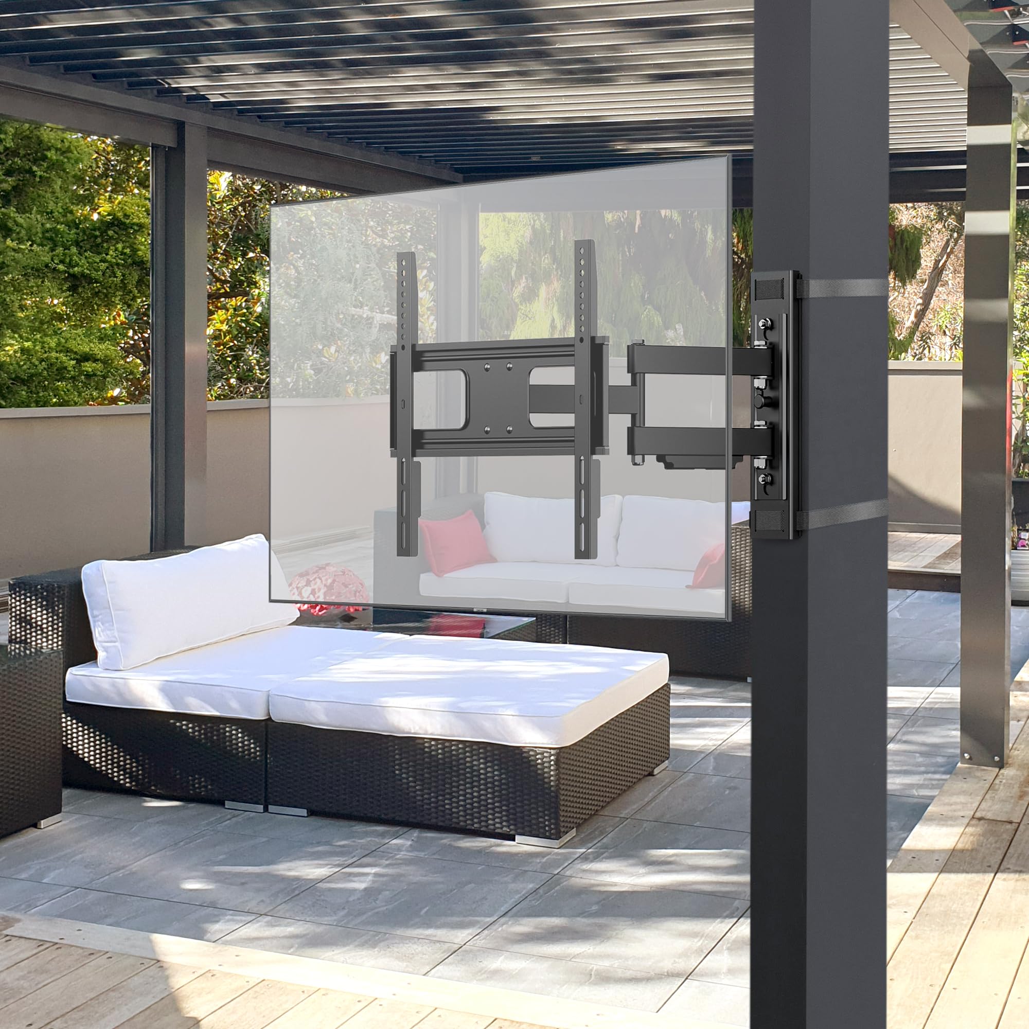 Zebozap Zztva2044 Diy Gazebo Tv Mount | No Drill Full Motion | Outdoor Tv Mount | Patio Tv Mount | Pergola Tv Mount | Post Tv Mo