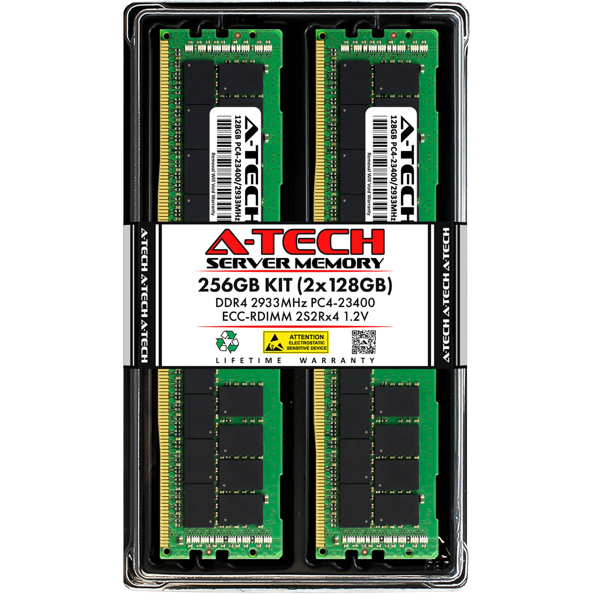A Tech 256Gb Kit (2X128Gb) Ddr4 2933Mhz Pc4 23400 Ecc Rdimm 3Ds 4Rx4 Quad Rank 1.2V Ecc Registered Dimm 288 Pin Server & Worksta