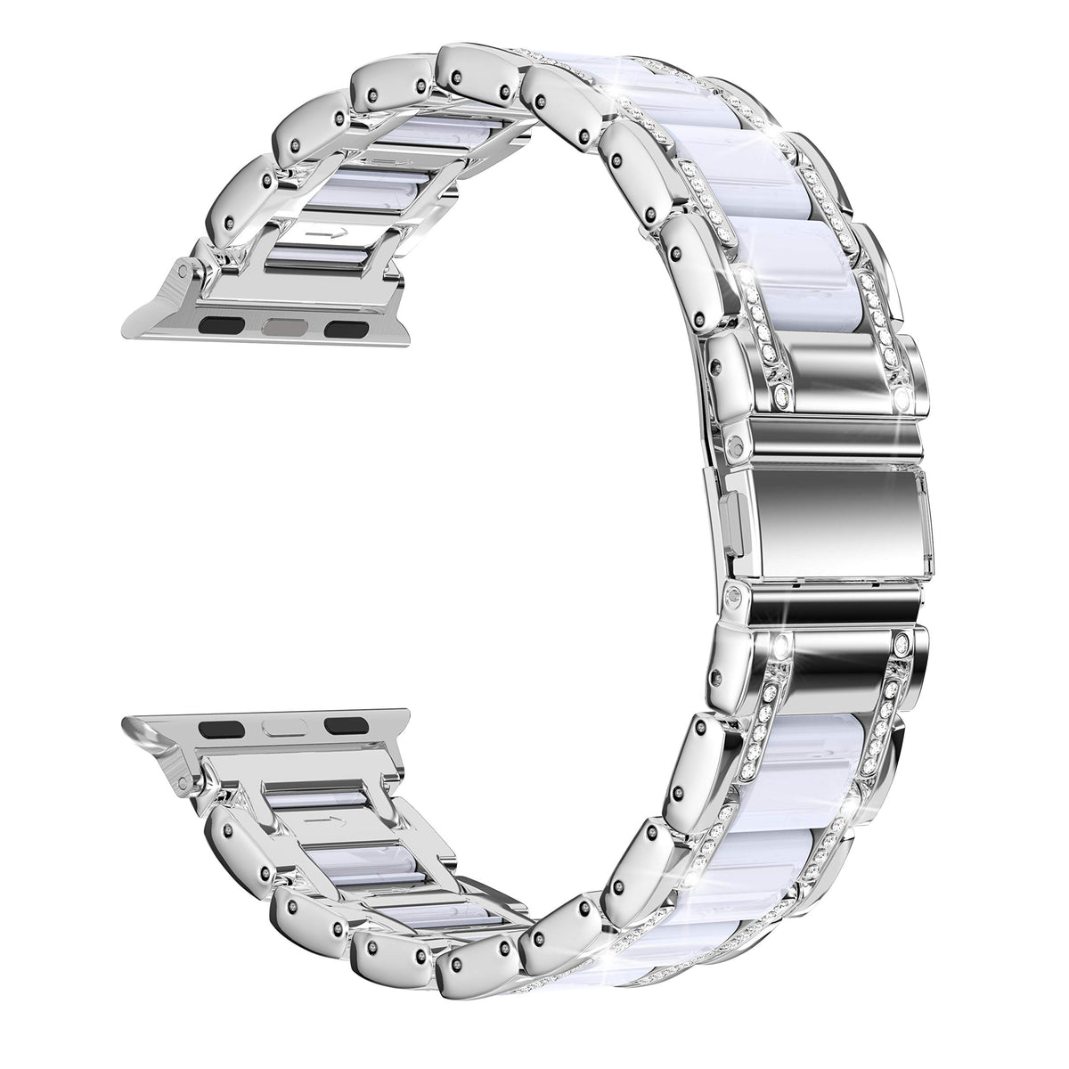 Moolia Metal Band Compatible With Apple Watch Band 42Mm 44Mm 45Mm 49Mm Women Rhinestones Resin Wristband Bling Diamond Bracelet