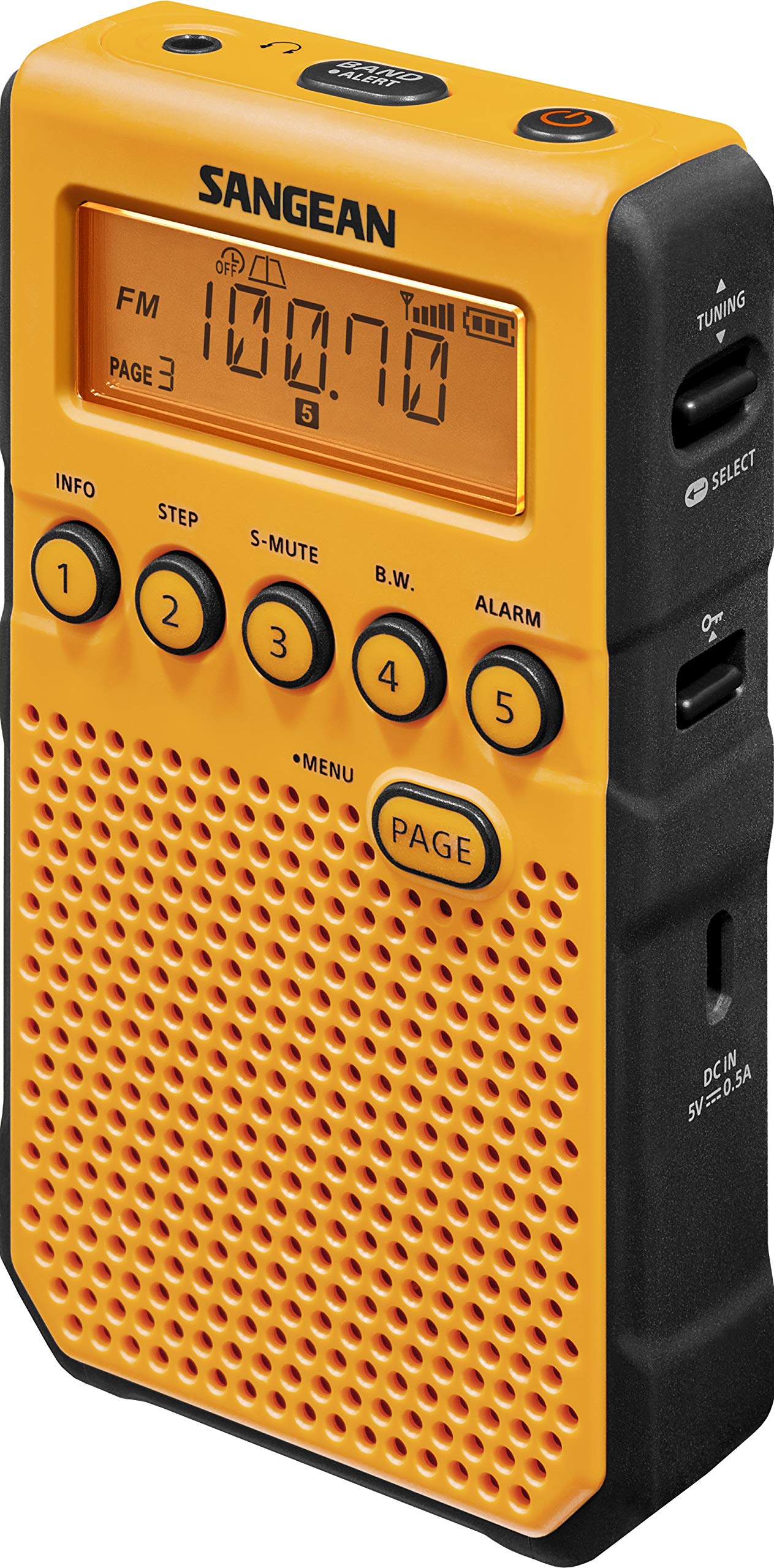 Sangean DT-800YL NOAA Weather Alert Pocket Radio, AM/FM, Yellow