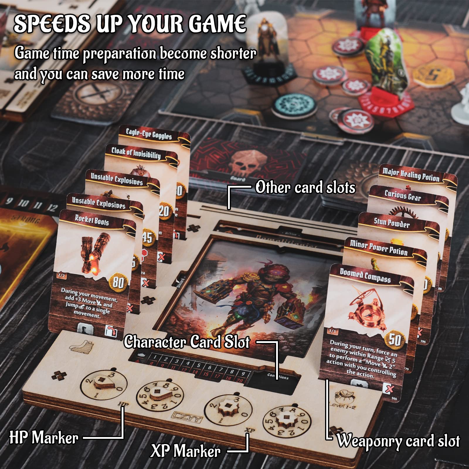 Jotl Player Character Dashboard With Hp & Xp Dial Trackers Set Of 2 Birch Plywood Hero Organizer Saving Your Table Space Great F