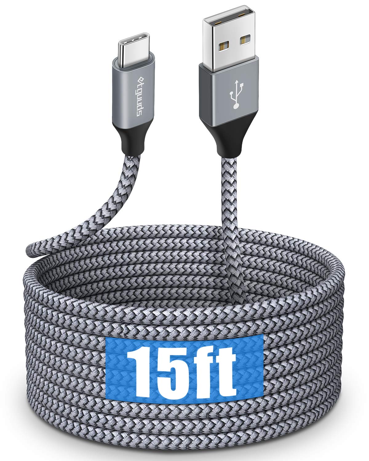 Etguuds Long Usb Type C Cable 15Ft, Usb A 2.0 To Usb C Cable Fast Charge Nylon Braided Charger Cord Compatible With Samsung Gala