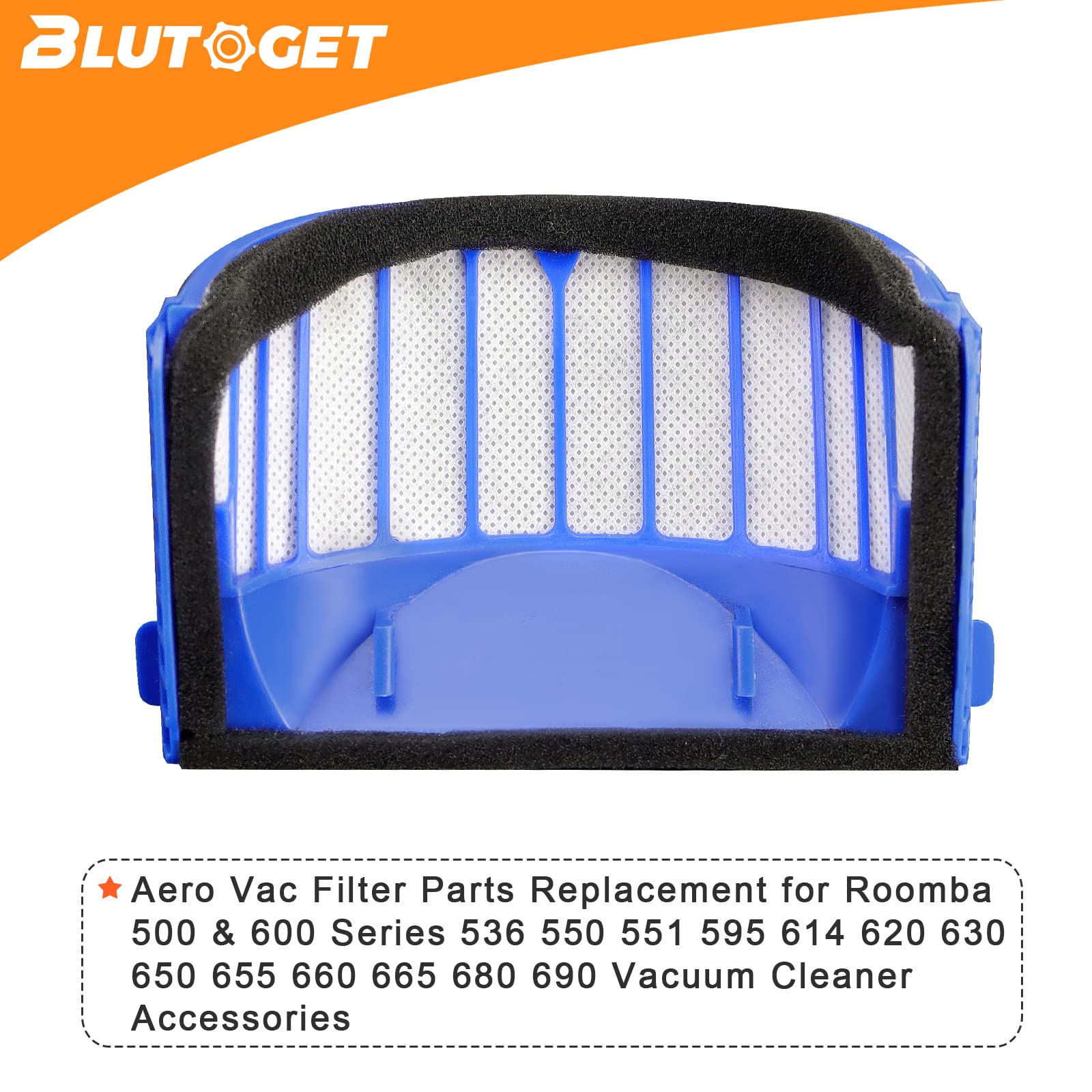 10 Pack Aero Vac Filter By Blutoget   Compatible For Irobot Roomba 500 & 600 Series 536 550 551 595 614 620 630 645 650 655 660
