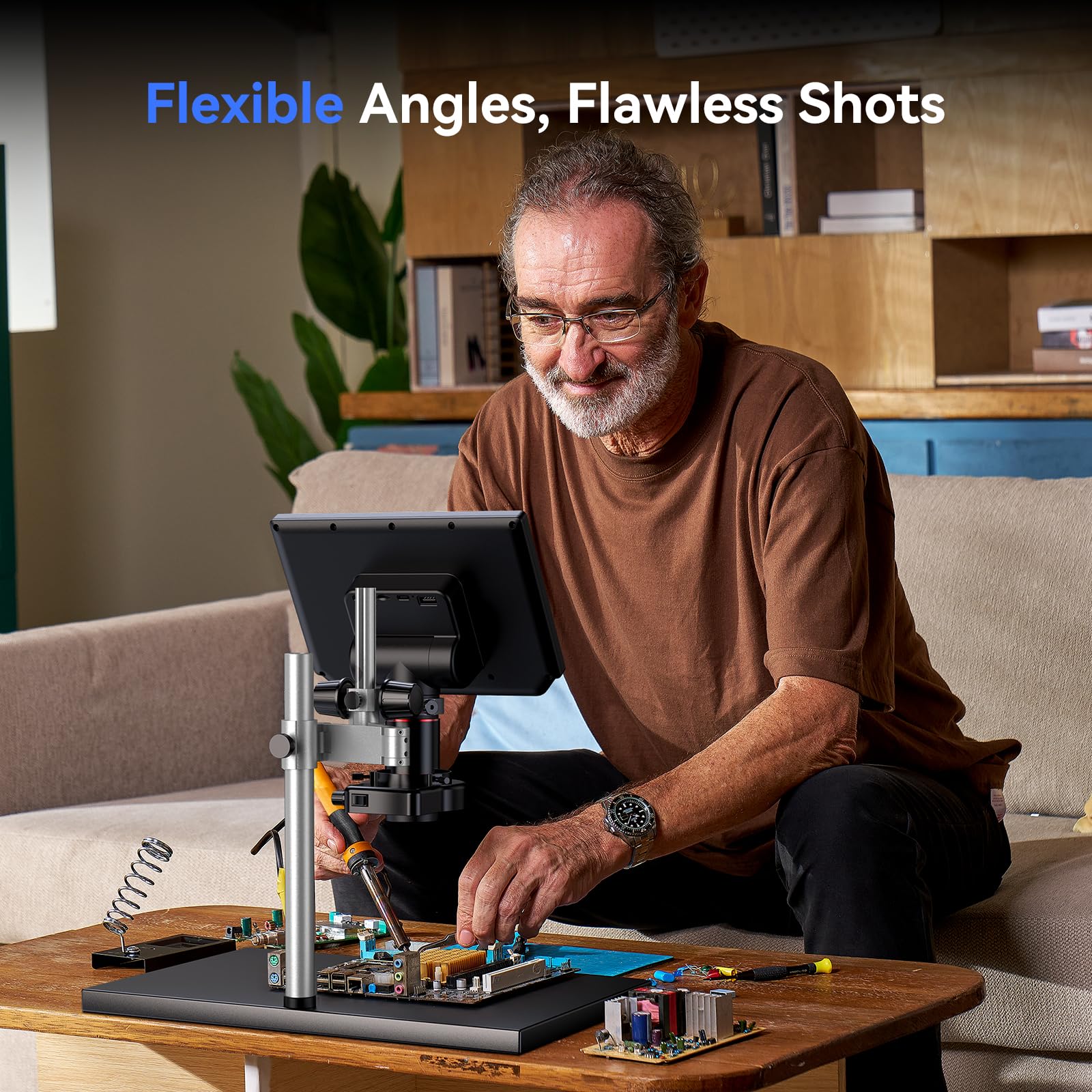 Tomlov 4K Autofocus Microscope Tm4K Af Max, 10.1'' Hdmi Digital Microscope With Spin Flex Arm, Micro Soldering Microscope For El