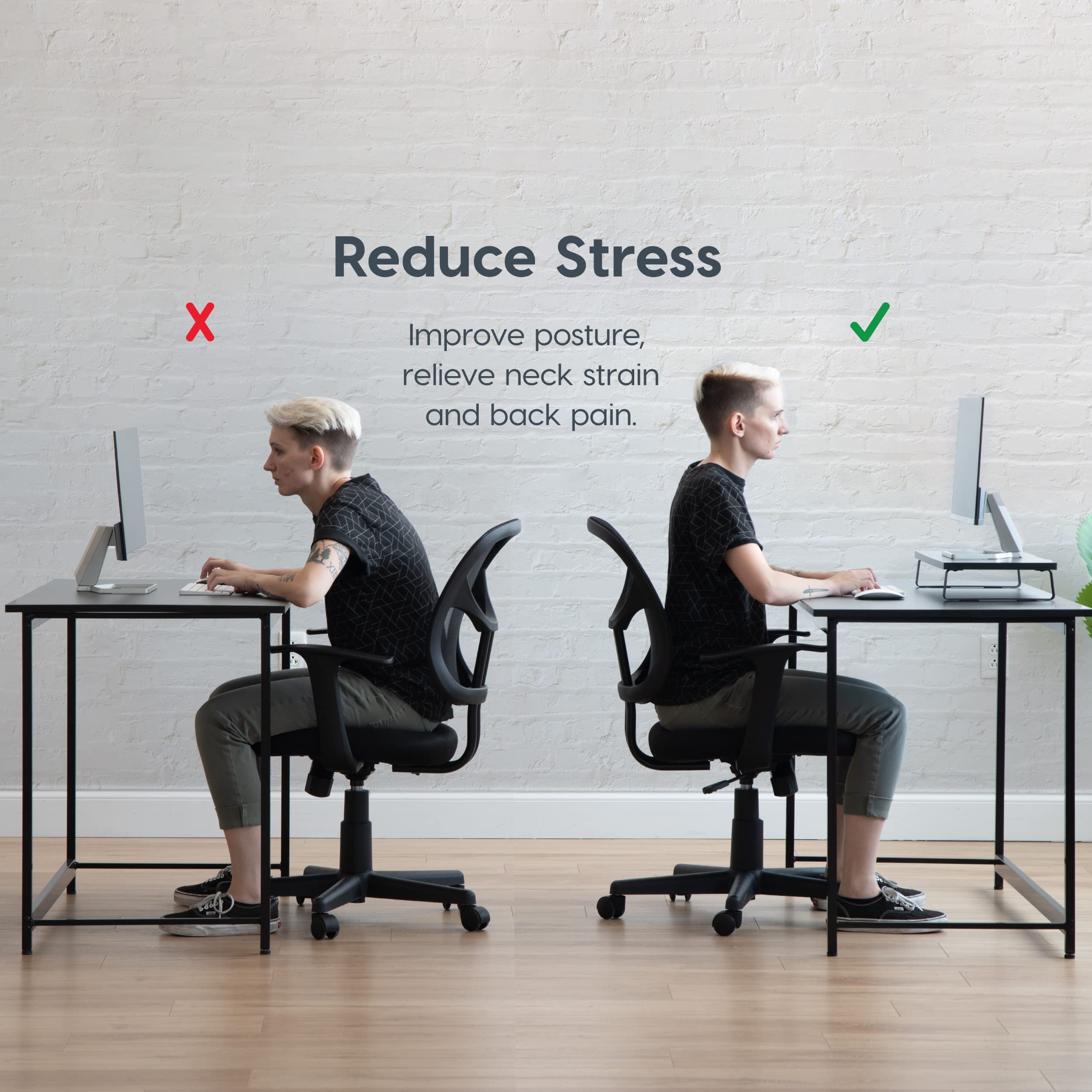 Iris Usa Cms 1 Ergonomic Desktop Riser, 1 Tier, White