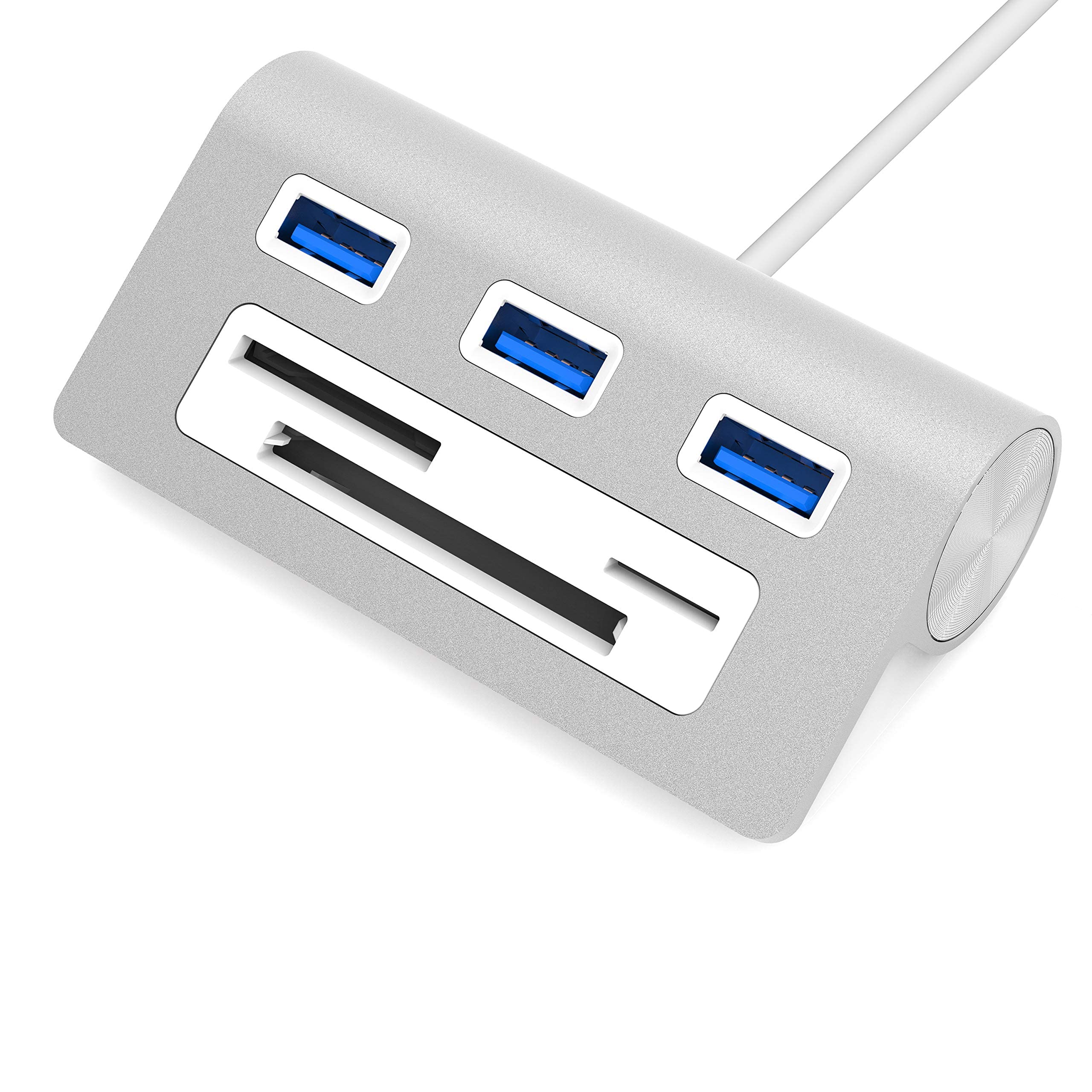SABRENT Premium 3 Port Aluminum USB 3.0 Hub with Multi in 1 Card Reader (12 Cable) for iMac, All MacBooks, Mac Mini, or Any PC (