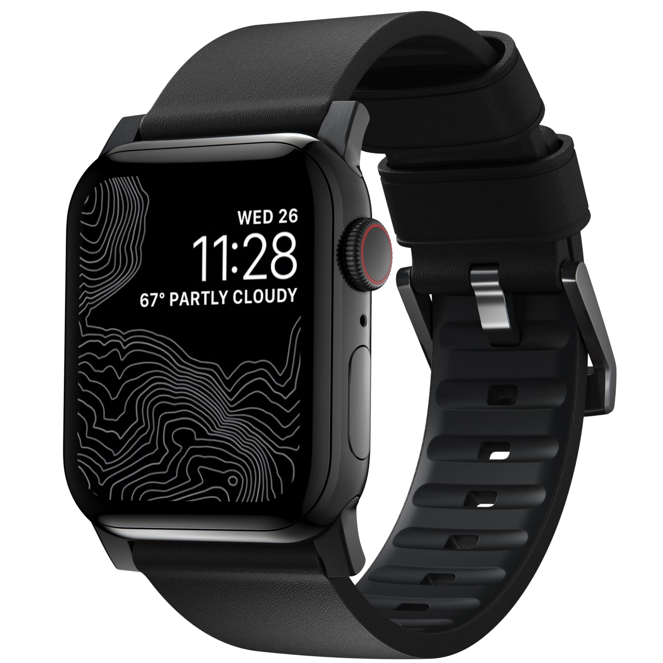 NOMAD Active Band Pro Apple Watch Band 45mm | Waterproof Leather & FKM | Compatible with Apple Watch Ultra 3/2/1, Series 11/10/9
