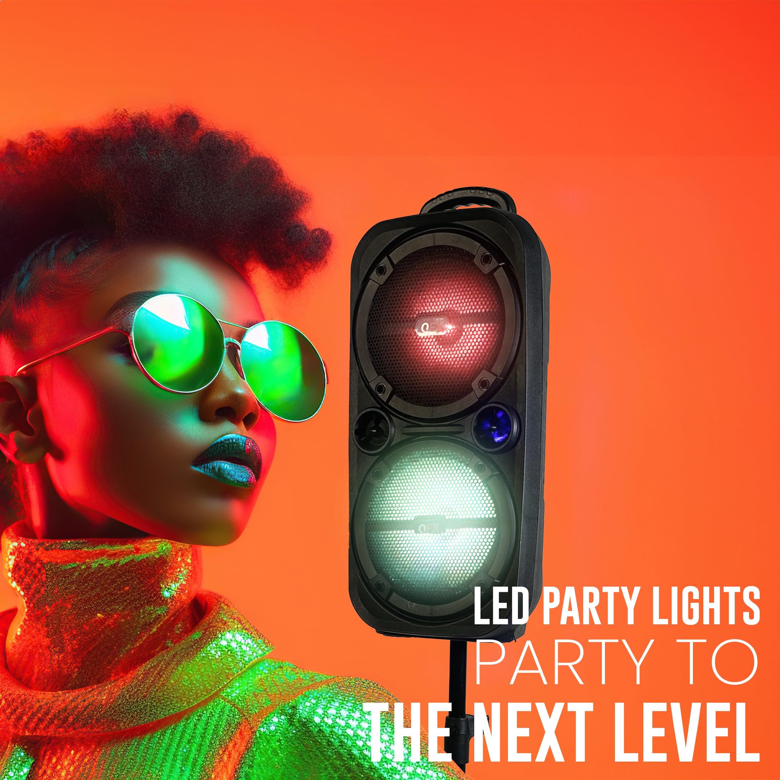 Qfx Pbx 8008Sm Tws Bluetooth 8� Woofers Rechargeable Portable Speakers With Ac Adapter And Microphone,Black