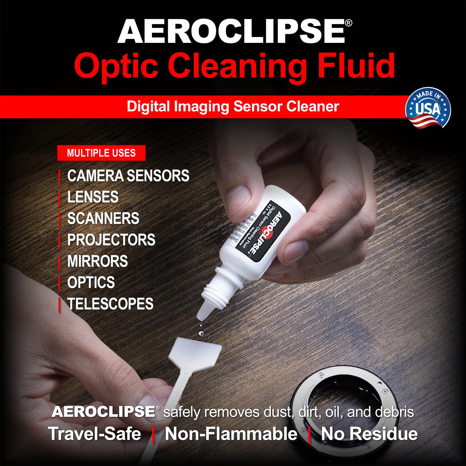Photographic Solutions Aeroclipse Non-Flammable Sensor Cleaning Kit with Type-1 Swabs 20mm for APS-H CMOS CCD Sensors