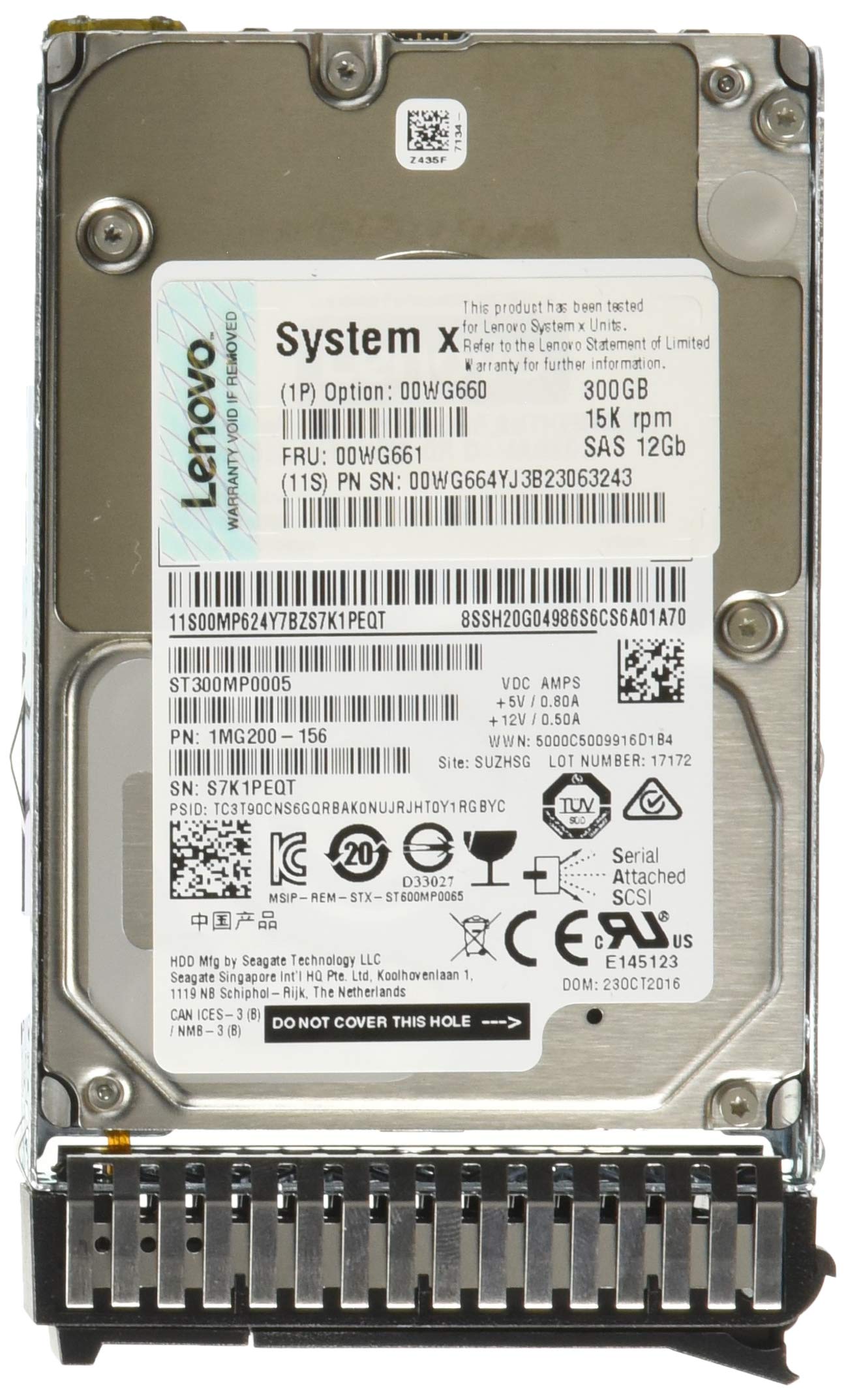 Lenovo 00WG660 System X 300GB 2.5 15K SAS HDD 64 MB Cache 2.5 Internal Bare or OEM Drives