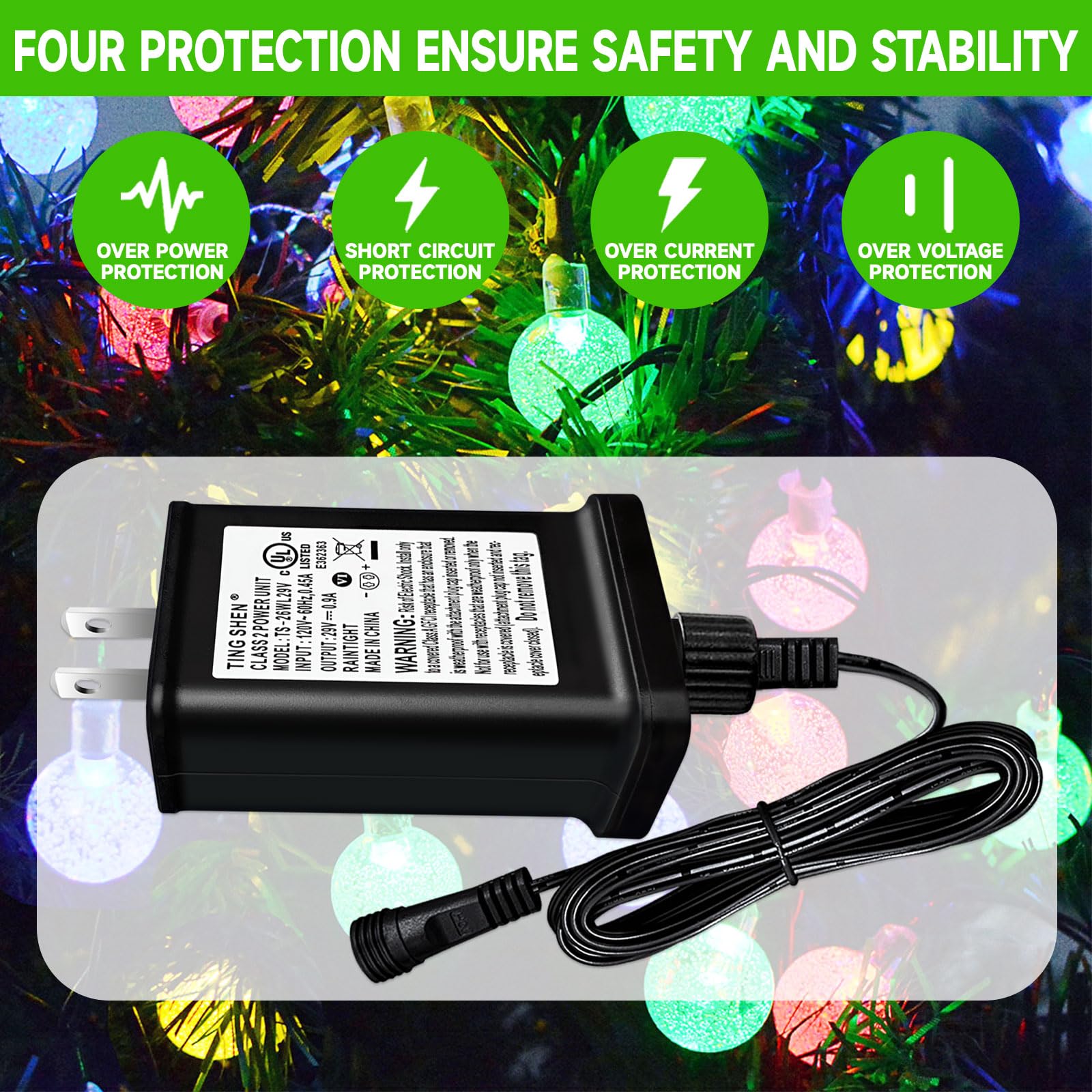 Nehbujin Led Transformer 29V 26W Led Power Supply Model Ts 26W29V Replacement Parts Ip44 Us Plug Adapter, Seasonal Use Led Drive