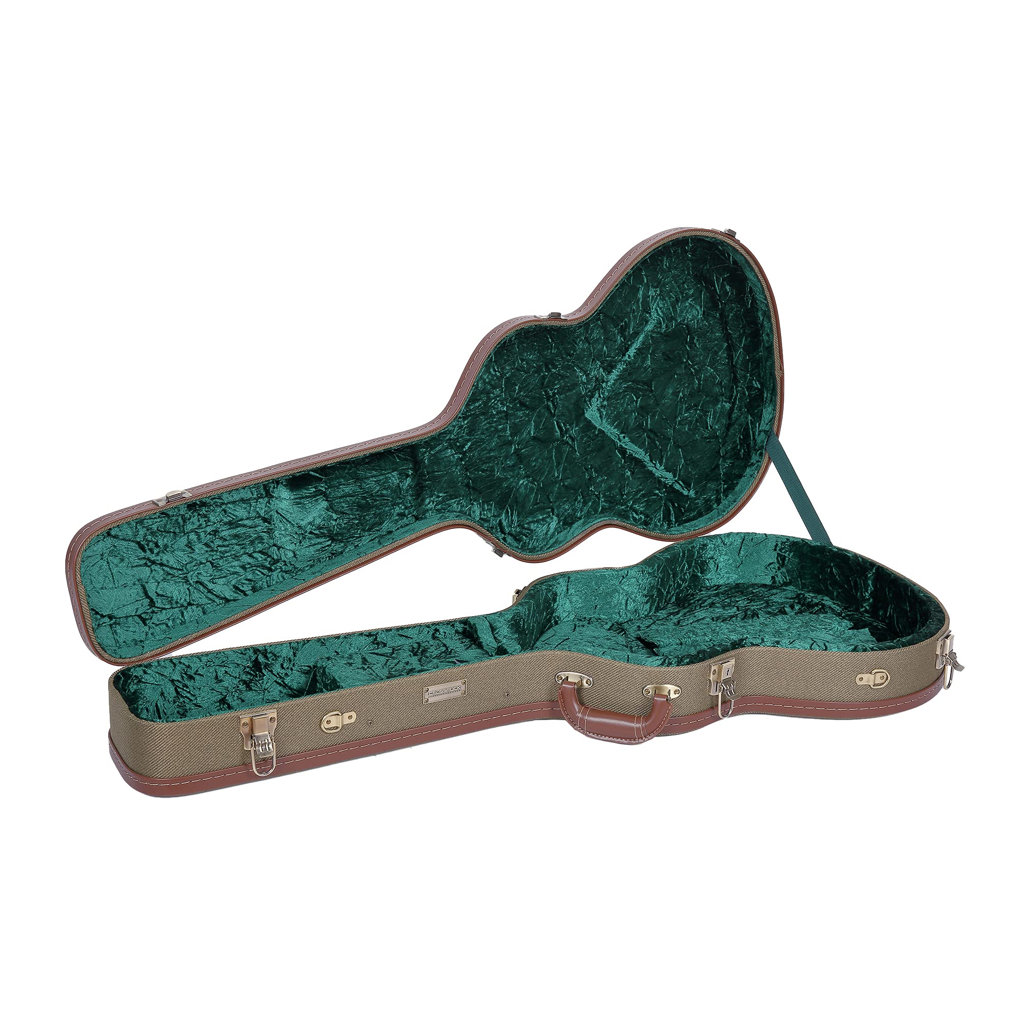 Crossrock Electric Guitar Case Fits PRS SE Standard solid body Guitar, Right-hand, Hardshell Wooden Case-Vintage Green (CRW700PR