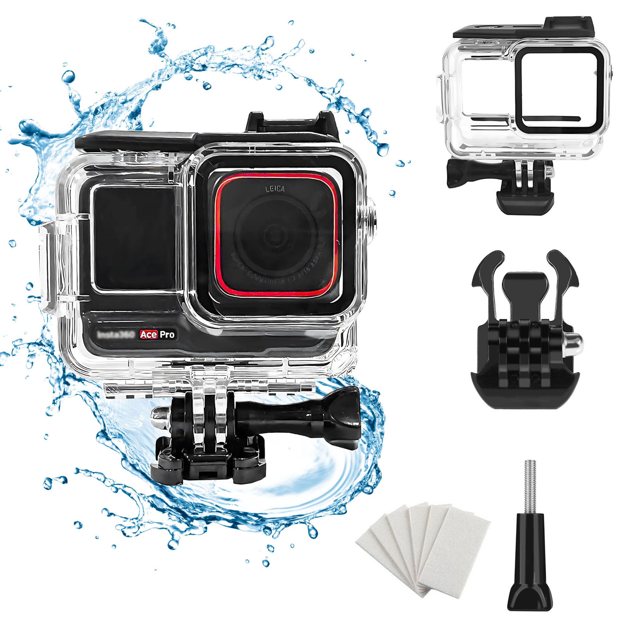 Pctc 60M(197Ft) Waterproof Case For Insta360 Ace Pro, Accessories For Insta 360 Ace Pro Waterproof Case,Protective Underwater Di