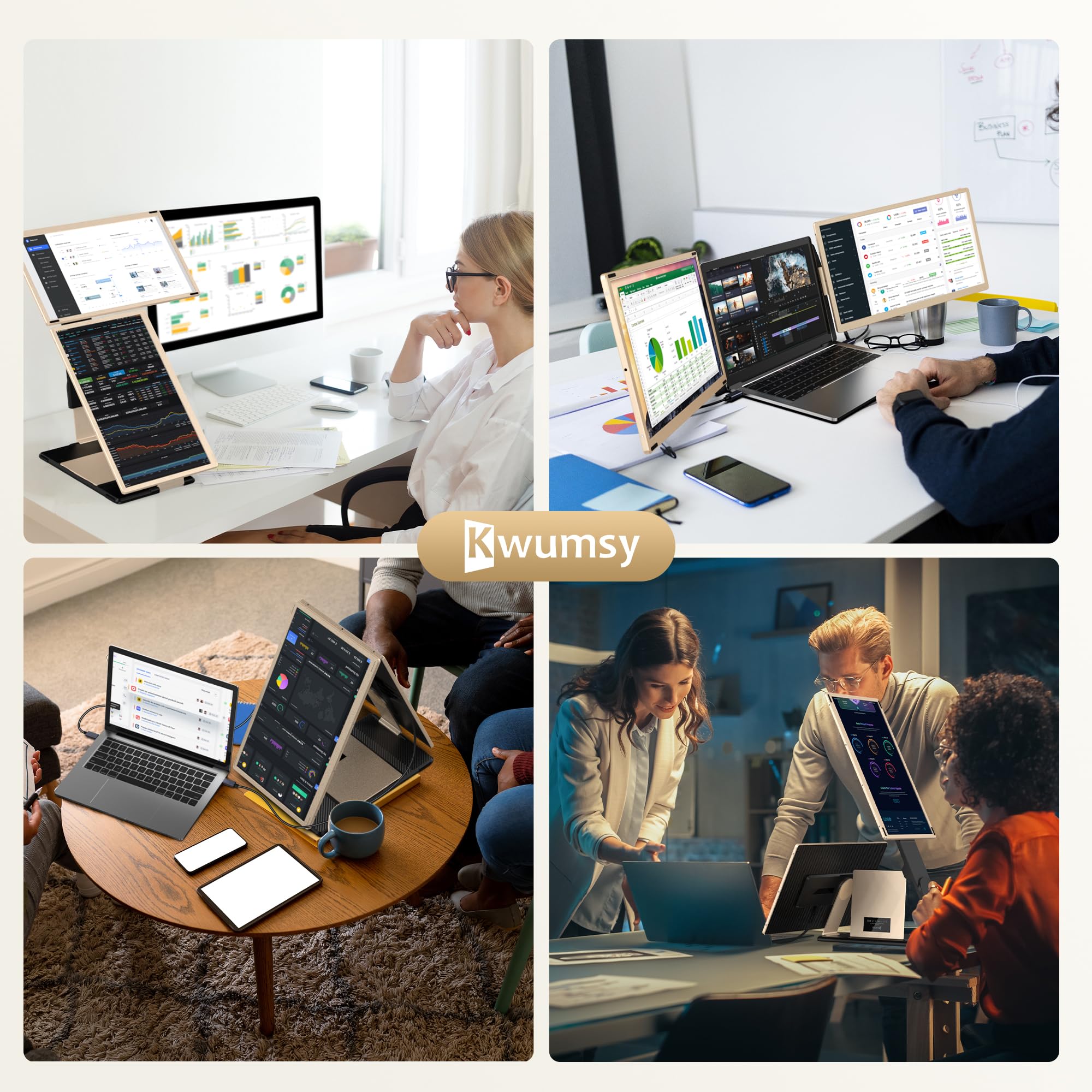 15.6 Laptop Screen Extender, Portable Triple Monitor For Laptop With 86% Ntsc Ips Fhd 1080P Display, Detachable Monitor Extender