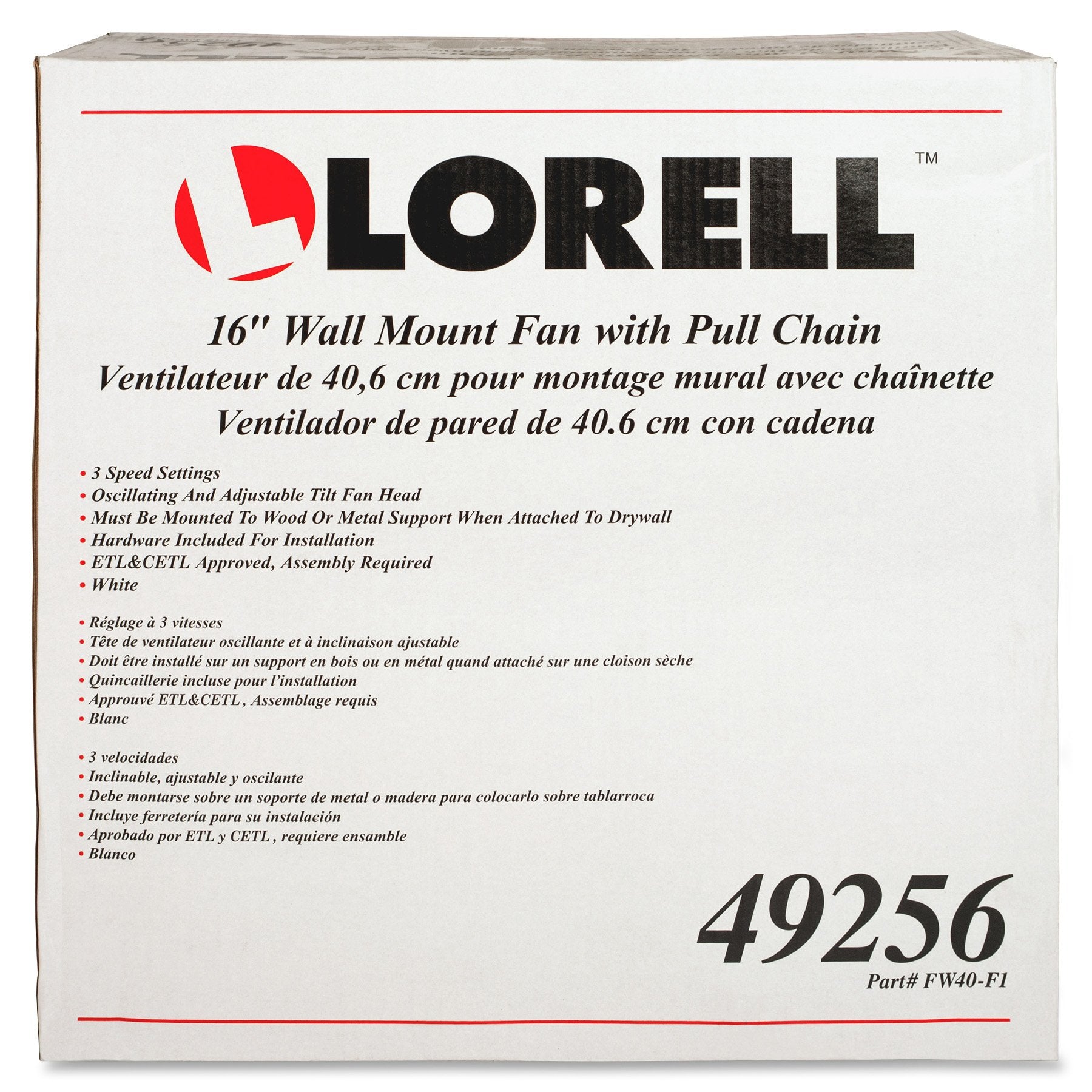 Lorell Fba_Llr49256 Wall Mount Fan, 16'', White