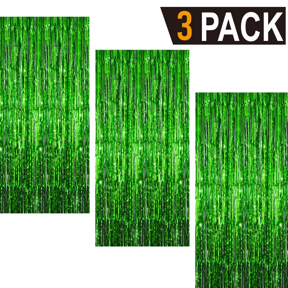 Goer 3.2 Ft X 9.8 Ft Metallic Tinsel Foil Fringe Curtains Party Photo Backdrop Party Streamers For St. Patrick'S Day,Graduation,