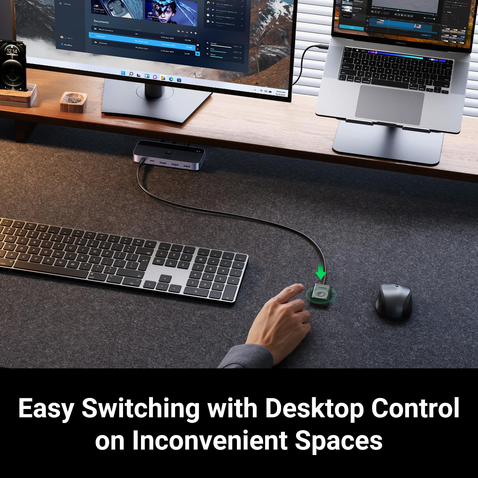 Ugreen Usb 3.0 Switch 2 Computers Sharing Usb C & A Devices, 4 Port Usb Switcher Sharing Keyboard And Mouse, Printer/Scanner Usb