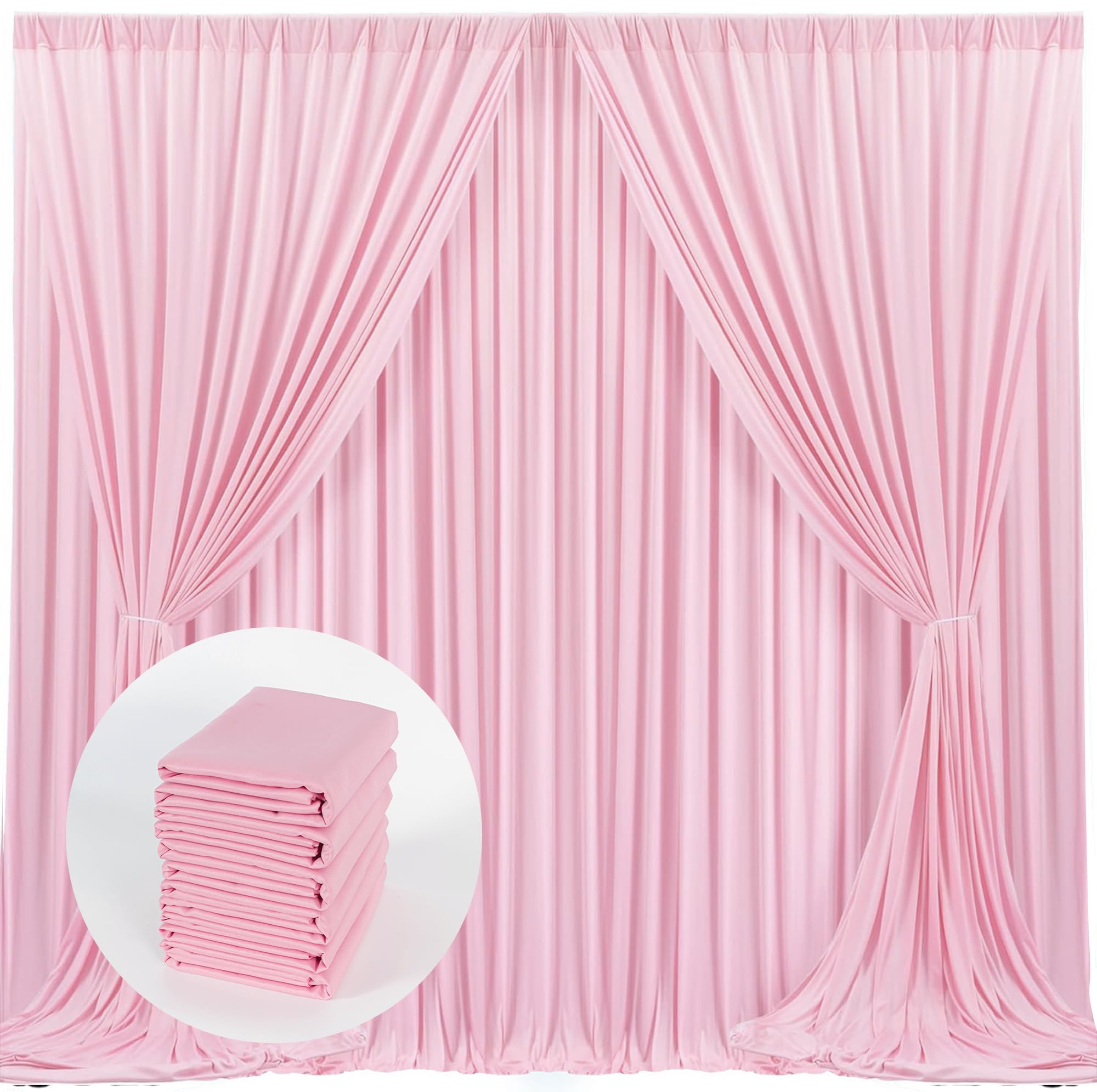 6 Panels Pink Backdrop Curtain For Parties Rod Pocket Pink Curtains Photography Backdrop Drapes Privacy Fabric Decoration For Bi
