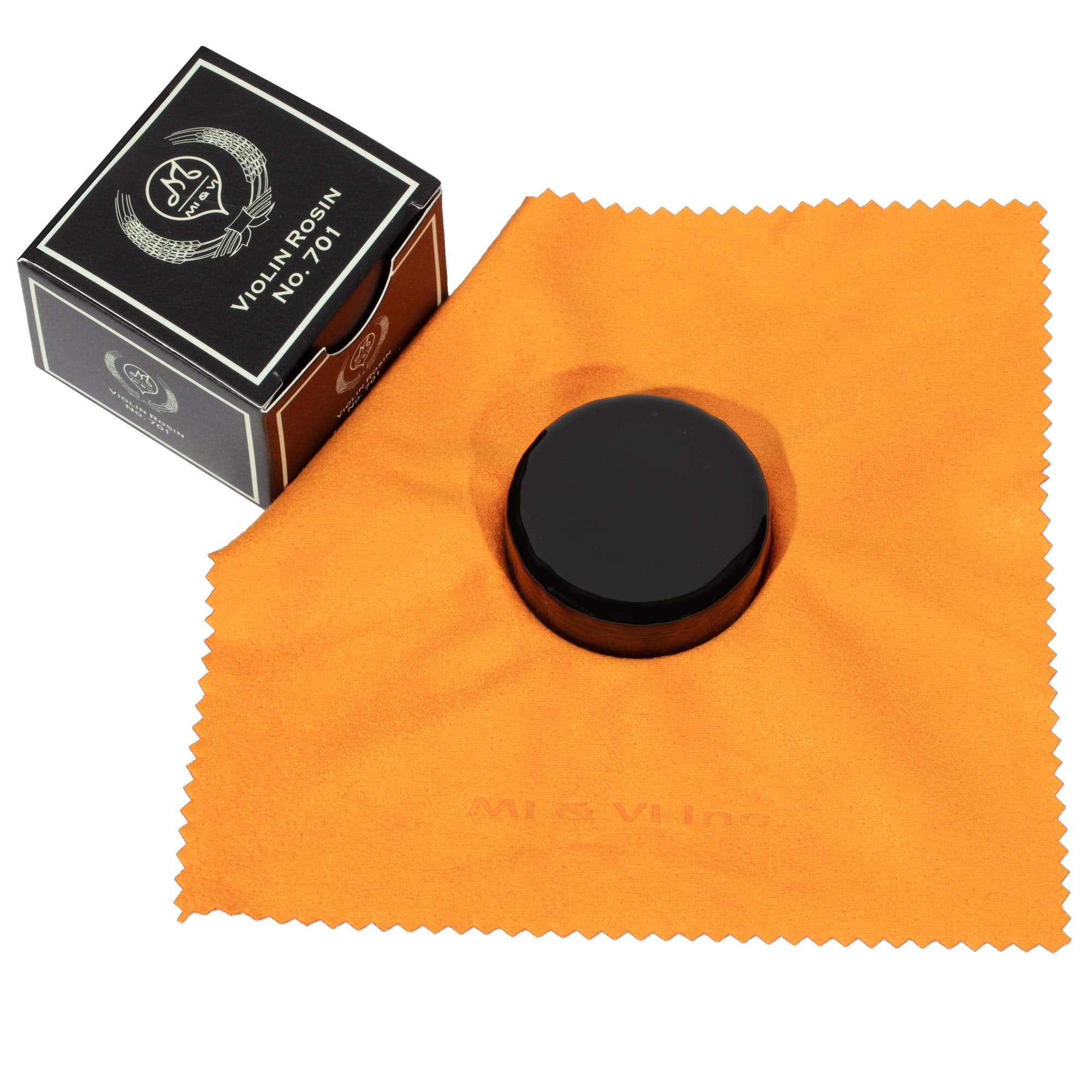 M MI & VI Premium Dark Rosin for Violin, Viola, Cello Bows - Velvet Polish Cloth, Model No. 701, Black