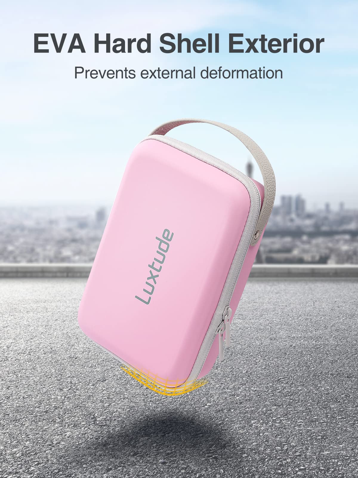 Luxtude Electronic Organizer Travel Case, Tech Organizer For Women, Hard Charger Case, Travel Tech Bag, Pink Electronics Bag, Tr