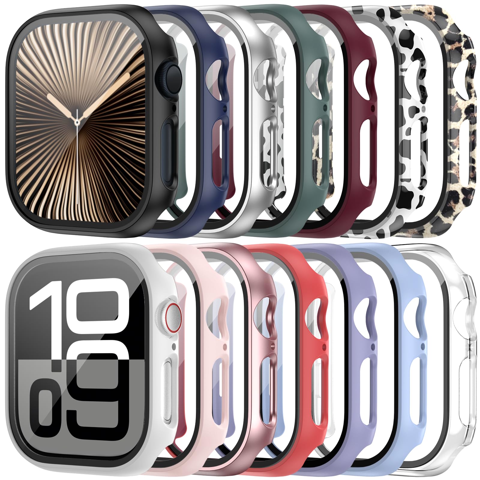 Haojavo 14 Pack For Apple Watch Series 10 Screen Protector Case 46Mm(2024), Pc Hard Cover With Tempered Glass Film Ultra Thin Sl