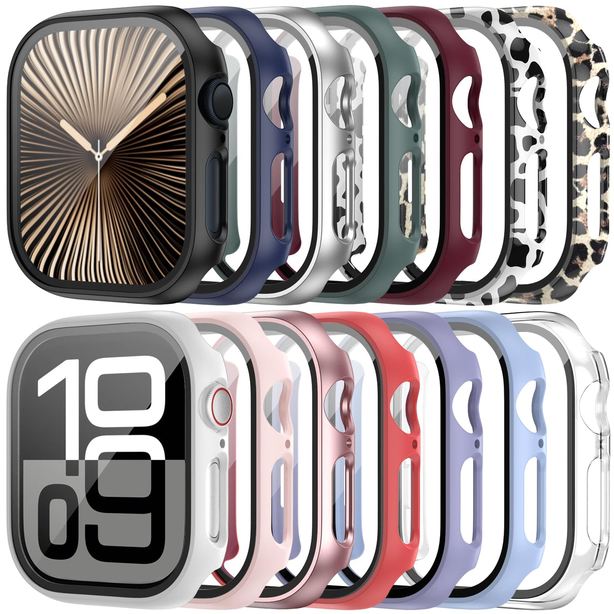 Haojavo 14 Pack For Apple Watch Series 10 Screen Protector Case 42Mm(2024), Pc Hard Cover With Tempered Glass Film Ultra Thin Sl