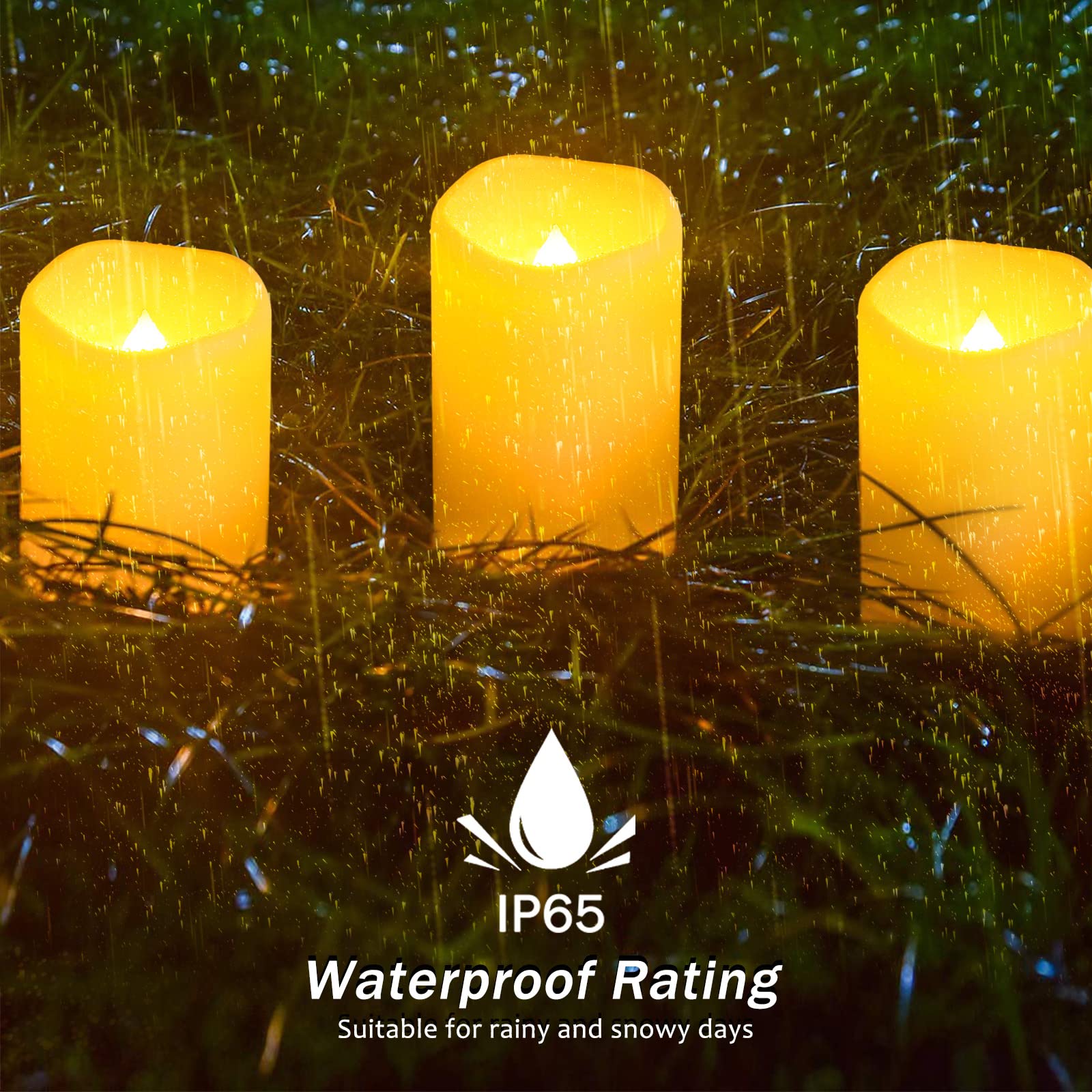 Solar Flameless Candles Outdoor Waterproof,Dusk To Dawn Outdoor Lighting, Flickering Fameless Reusable Led Light Candles For Lan