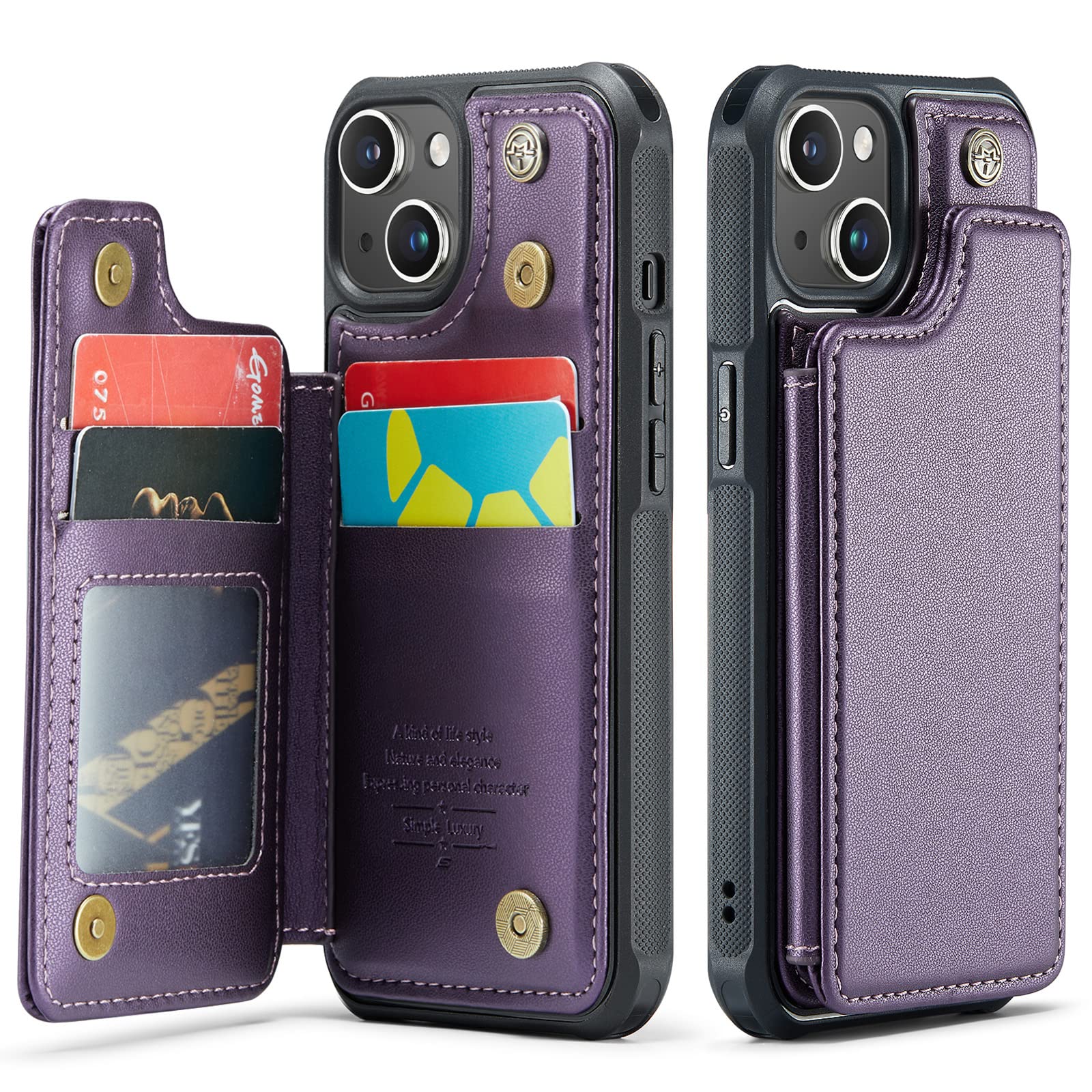 Vinich For Iphone 13 Wallet Case With Card Holder, Rfid Blocking For Iphone 13 Case For Women Men, Durable Kickstand Shockproof