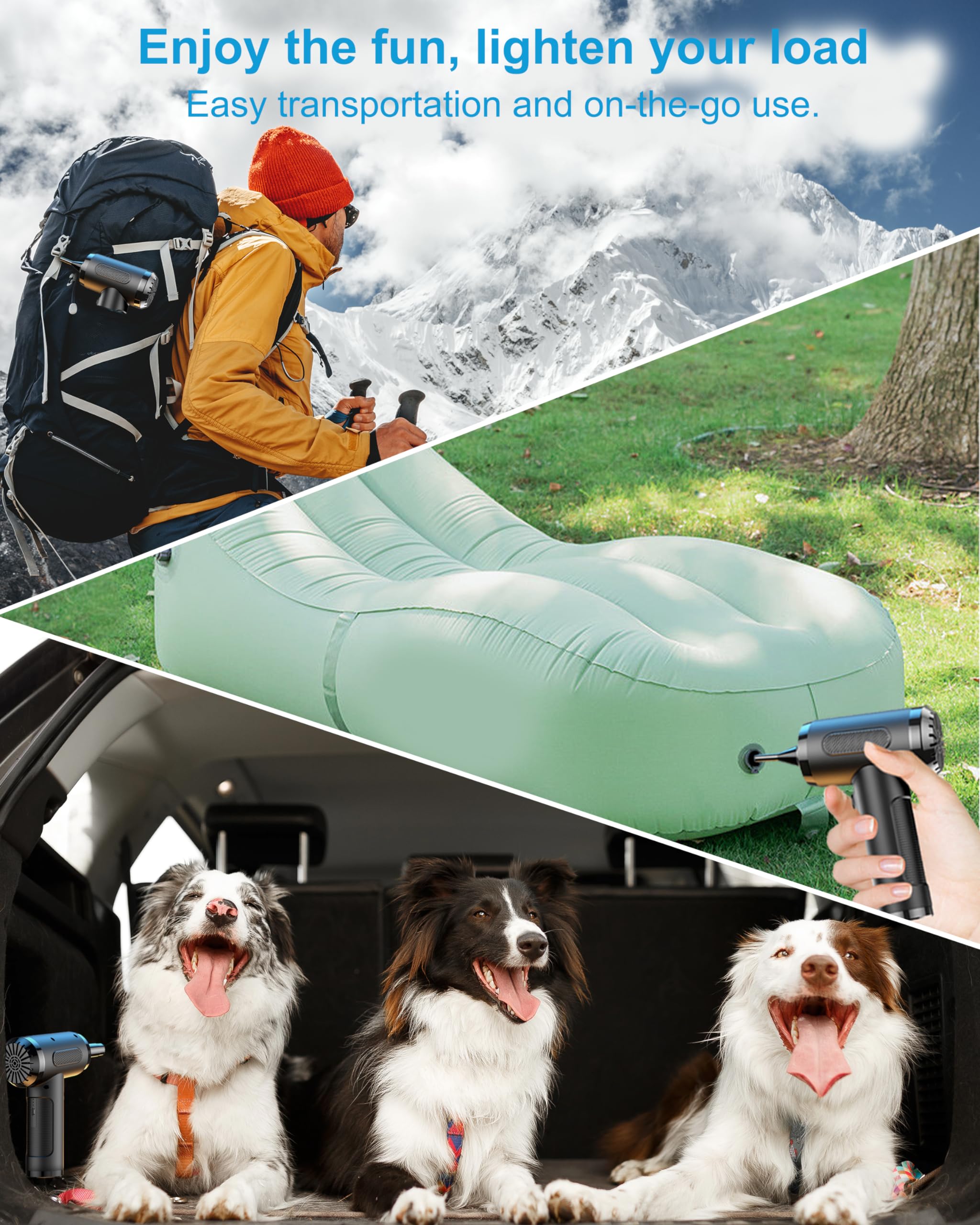 Lihan Compressed Air Duster, Electric Air Blower Cleaner With Led Light For Computer, Keyboard, Home, Car, Office, Rechargeable Portable And Cordless Handheld Mini Blower For Inflatable Bed Ball