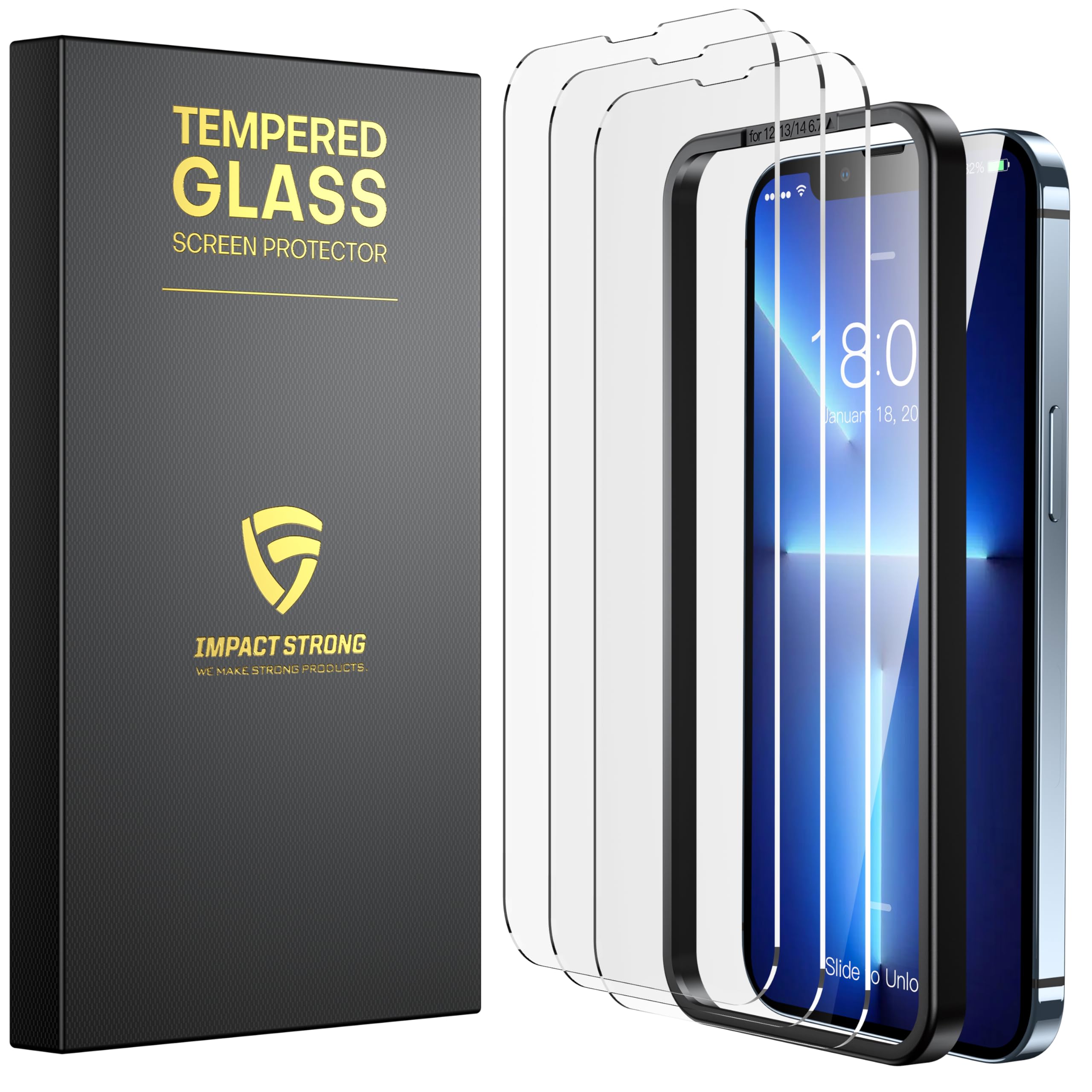 Impactstrong Shatterproof Tempered Glass Screen Protector For Iphone 13 Pro Max/Iphone 14 Plus [Easy Installation Frame] [Bubble