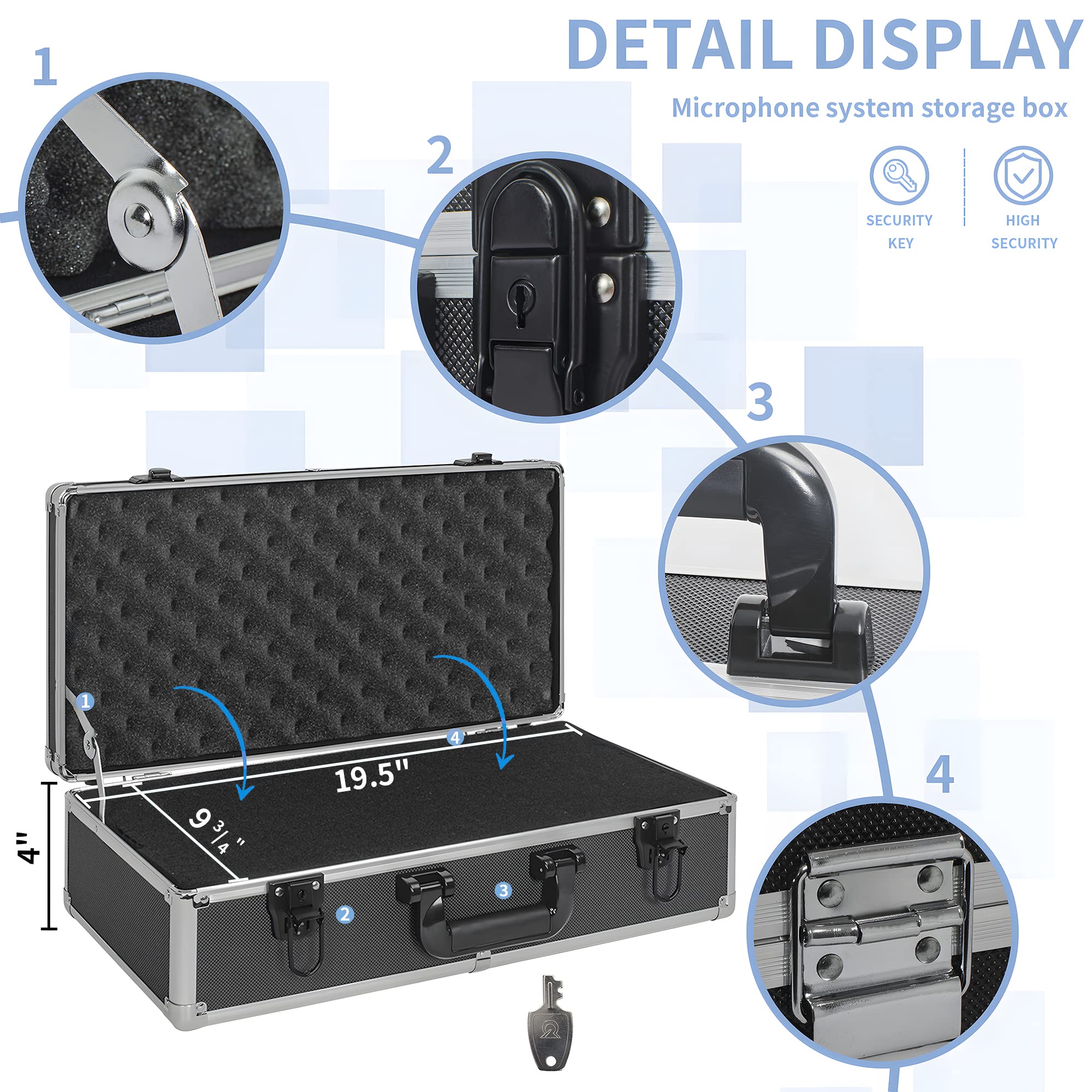 Ithwiu 20 Inch Hard Carrying Case Ideal For Wireless Mic System Storage & Camera Gear Transportation, Aluminum Alloy Sturdy Buil
