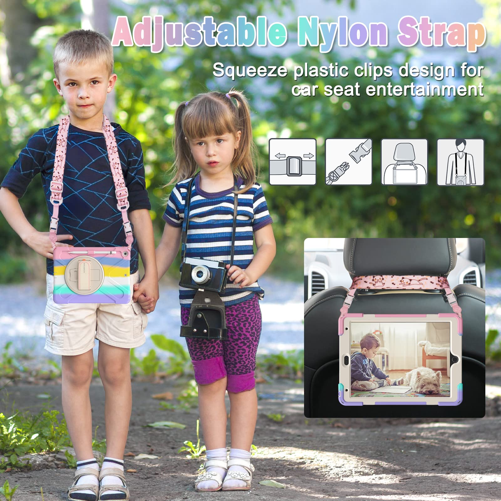 Braecn Ipad Case 9Th 8Th Generation 10.2 Inch 2021 2020, Heavy Duty Kids Case With Pencil Holder Screen Protector Pencil Cap Hol