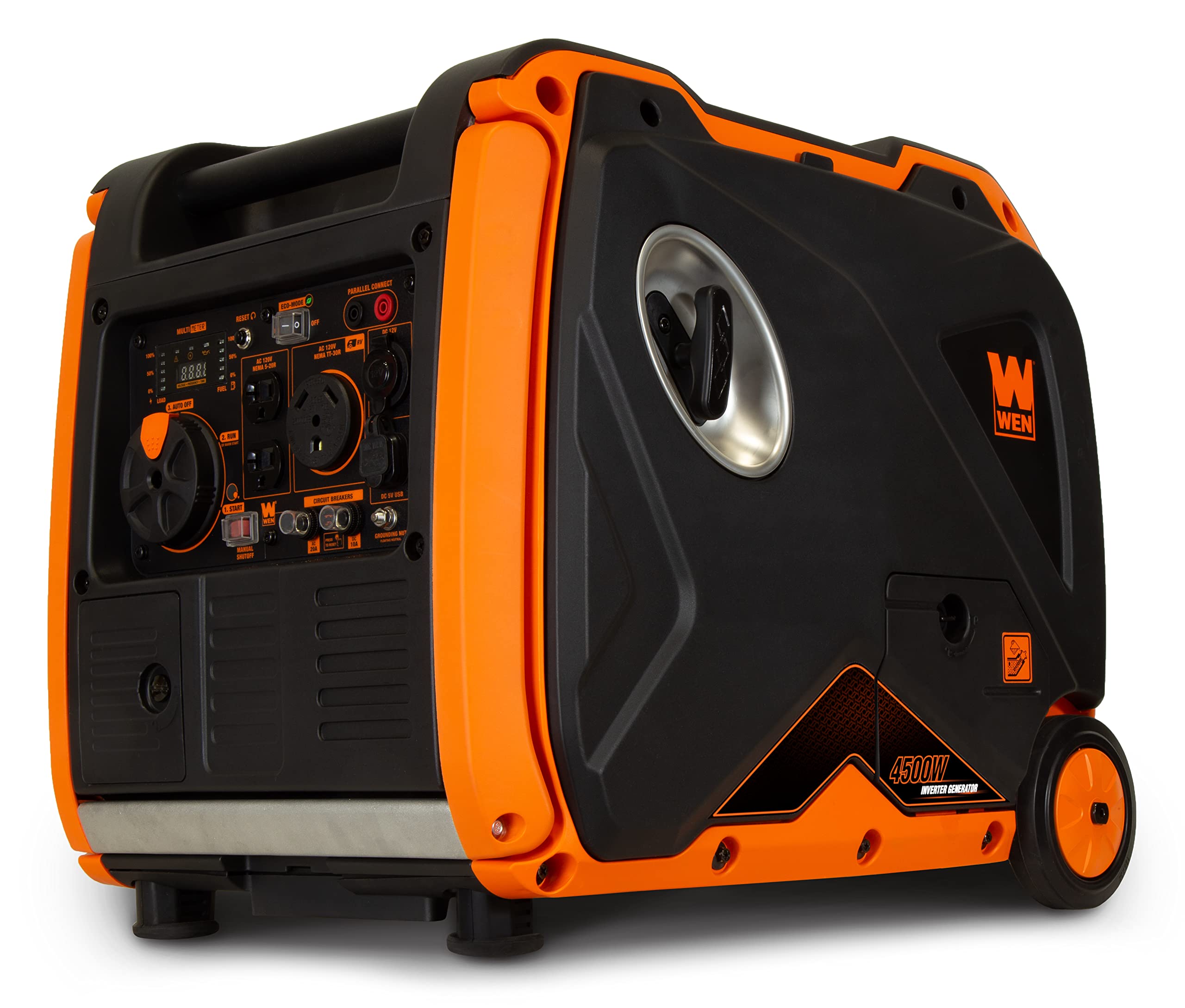 WEN 56455i Super Quiet 4500Watt RVReady Portable Inverter Generator with Fuel ShutOff and Electric Start Black