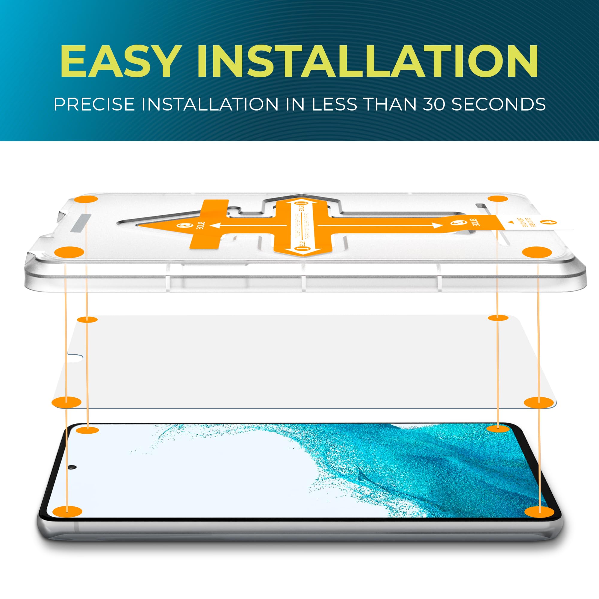 Power Theory Designed For Samsung Galaxy A54 Screen Protector Tempered Glass [9H Hardness], Easy Install Kit, 99% Hd Bubble Free